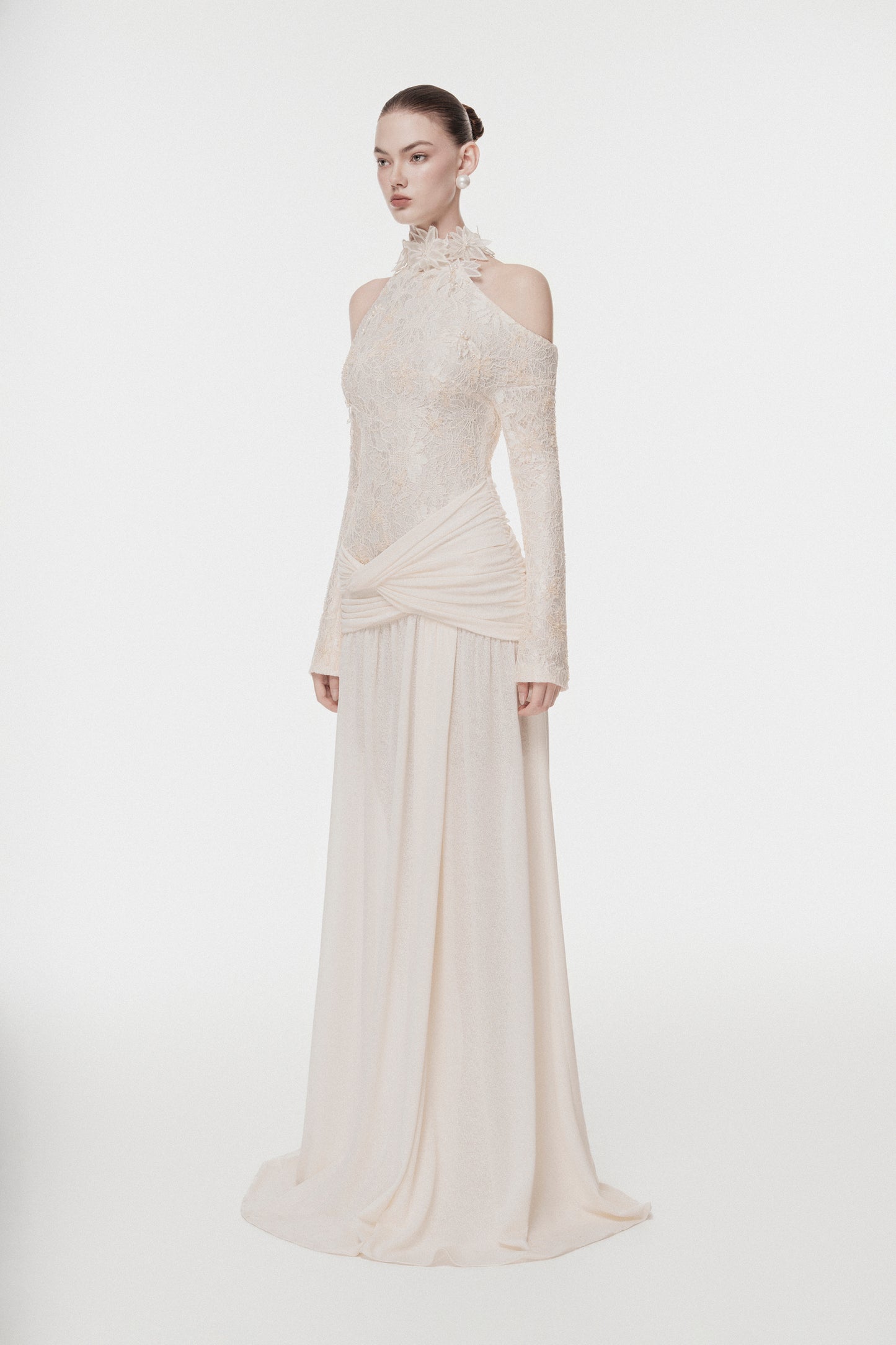Floral Halter Evening Gown
