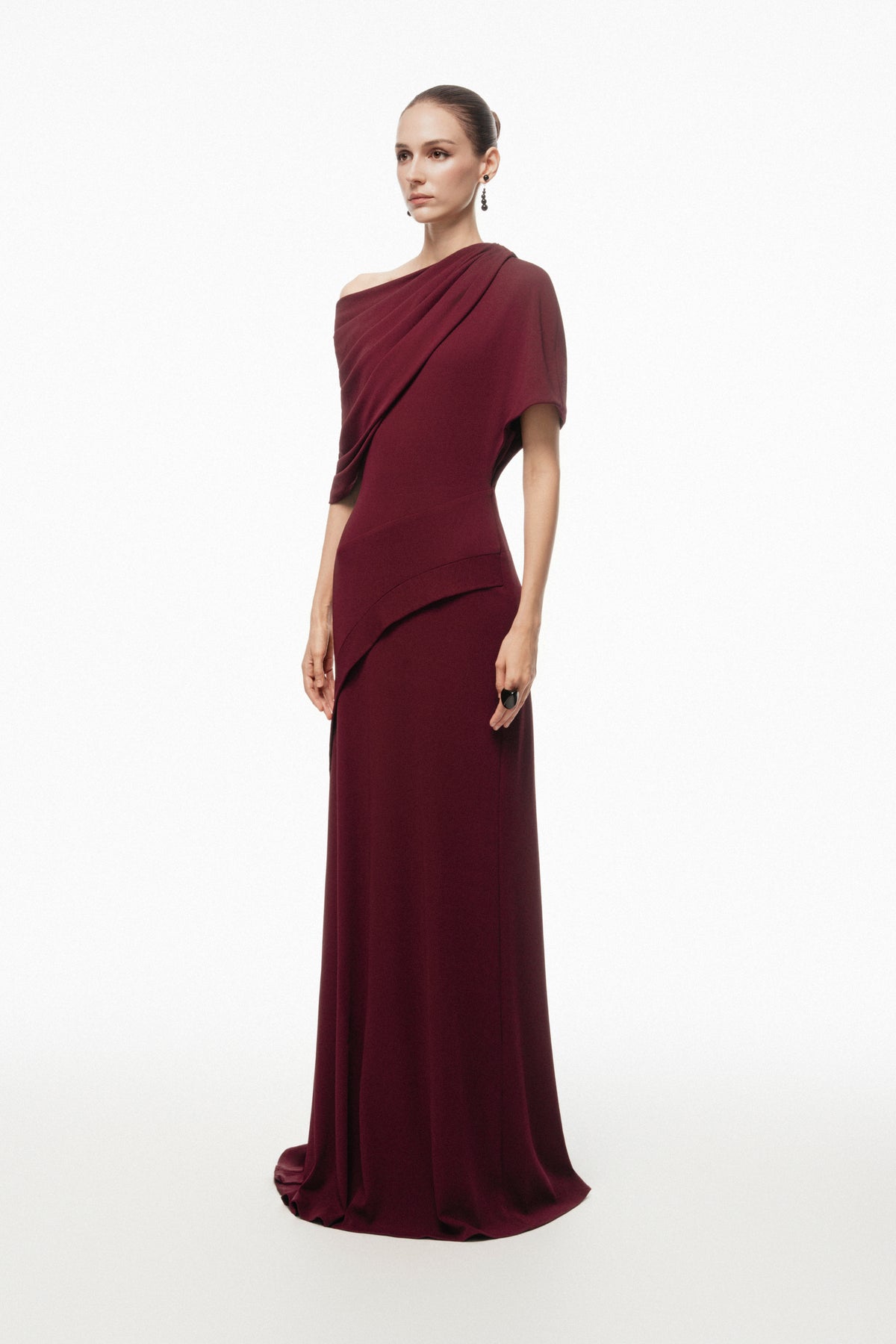 One-Shoulder Draped Maxi Dress