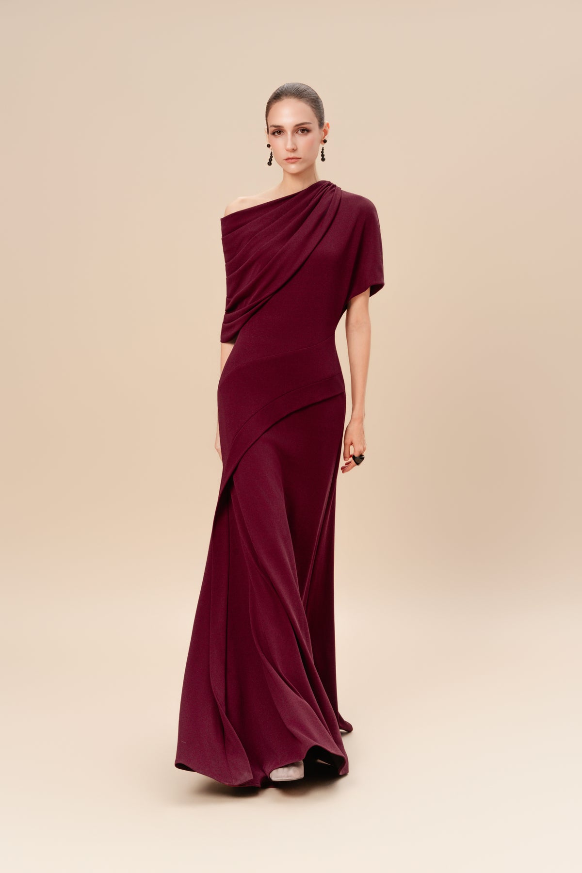 One-Shoulder Draped Maxi Dress