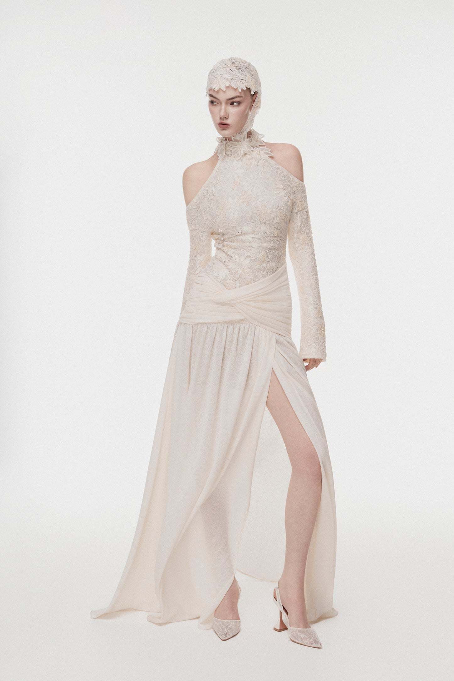 Floral Halter Evening Gown