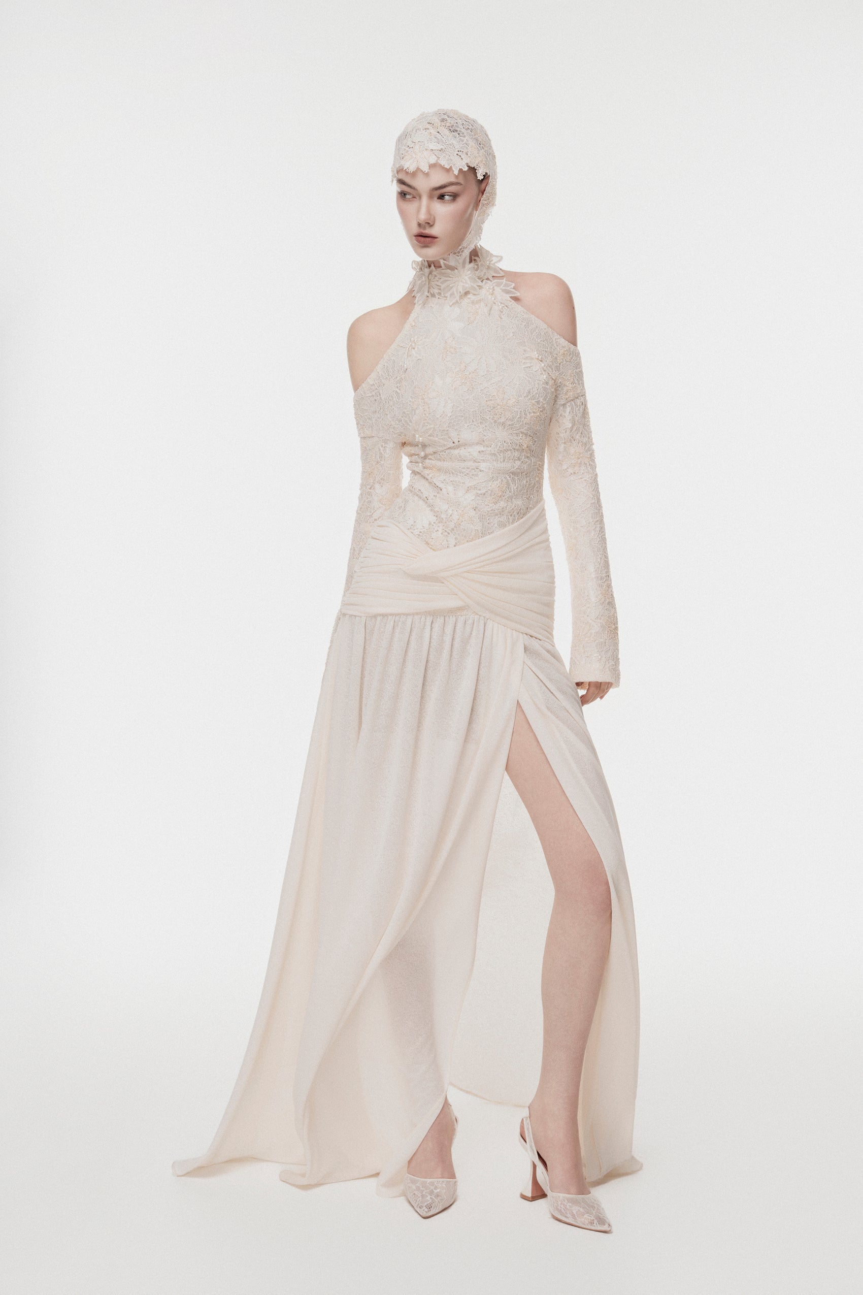 Floral Halter Evening Gown