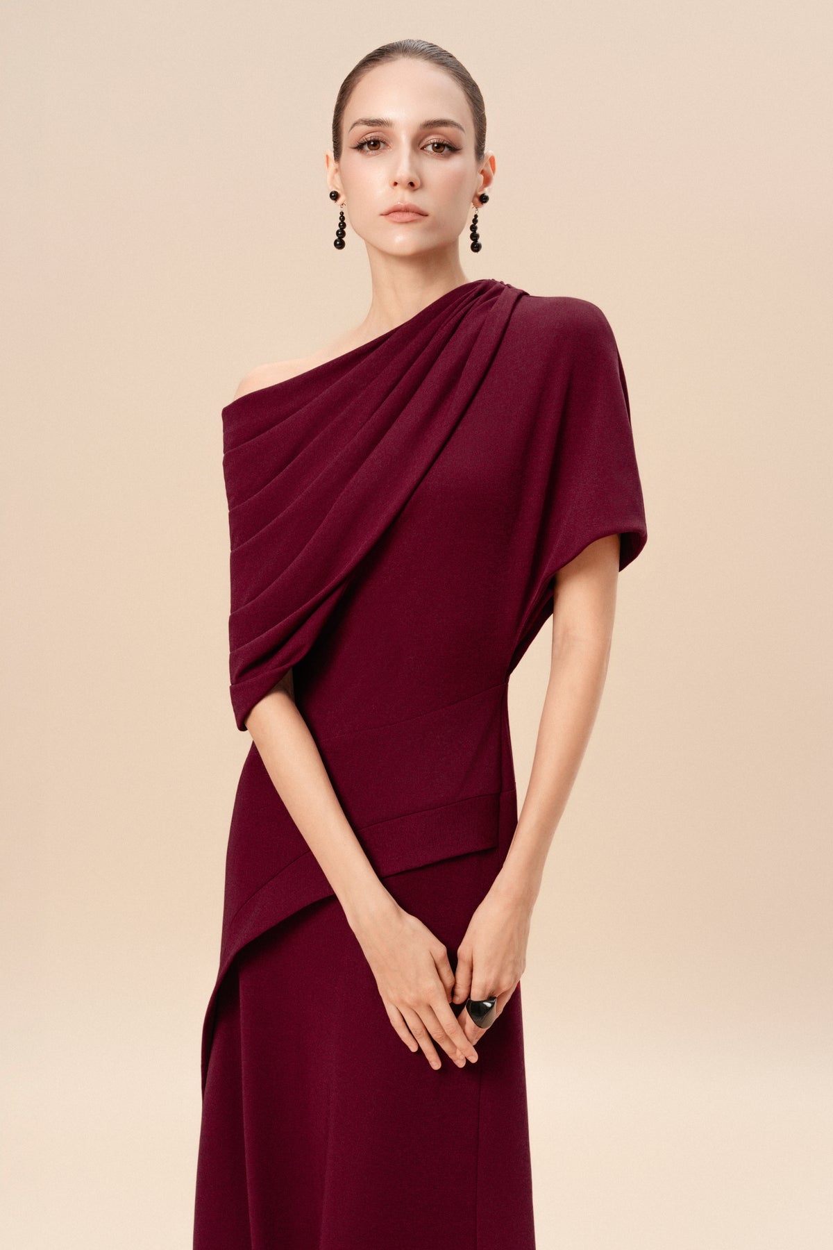 One-Shoulder Draped Maxi Dress