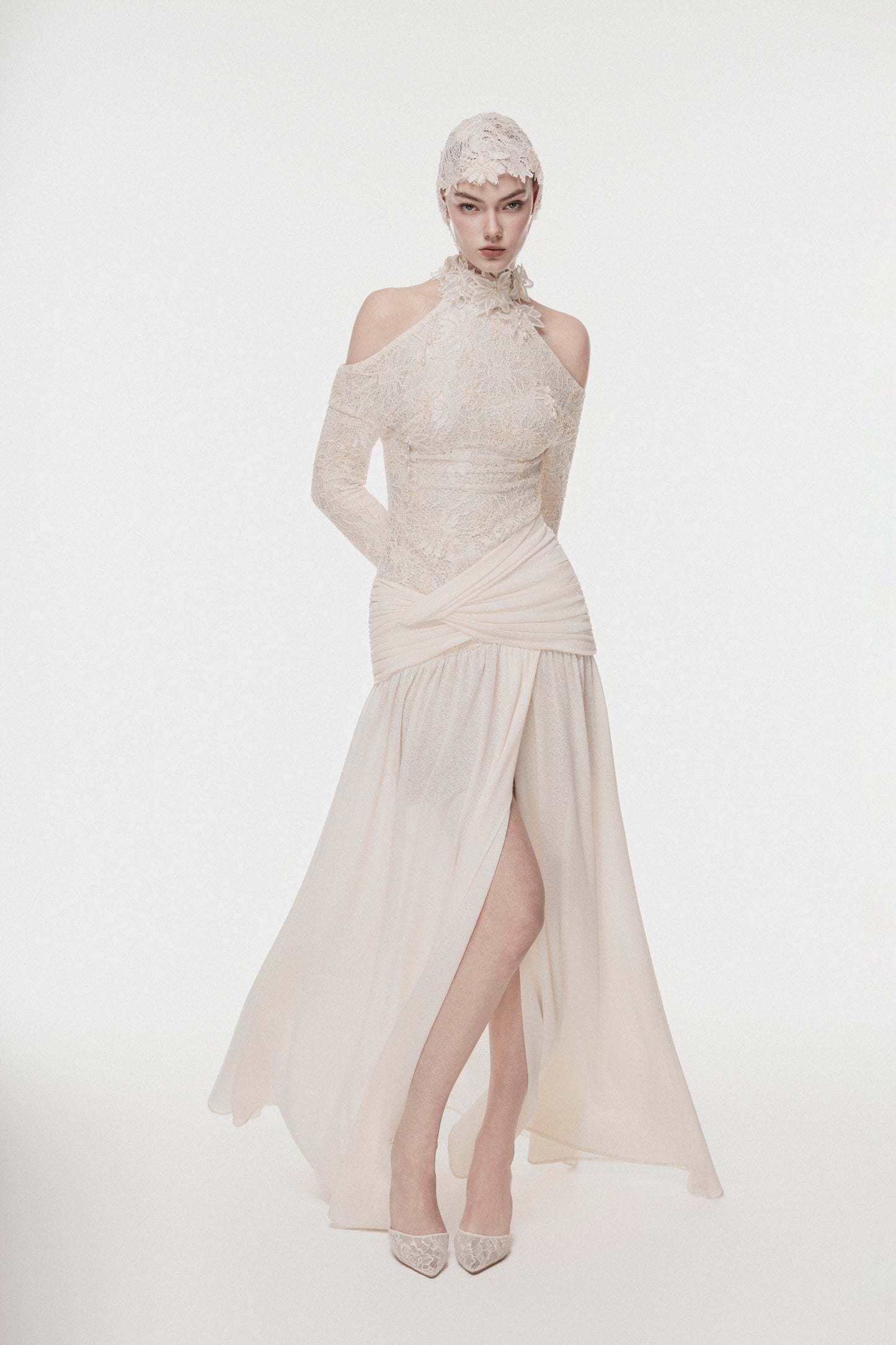 Floral Halter Evening Gown