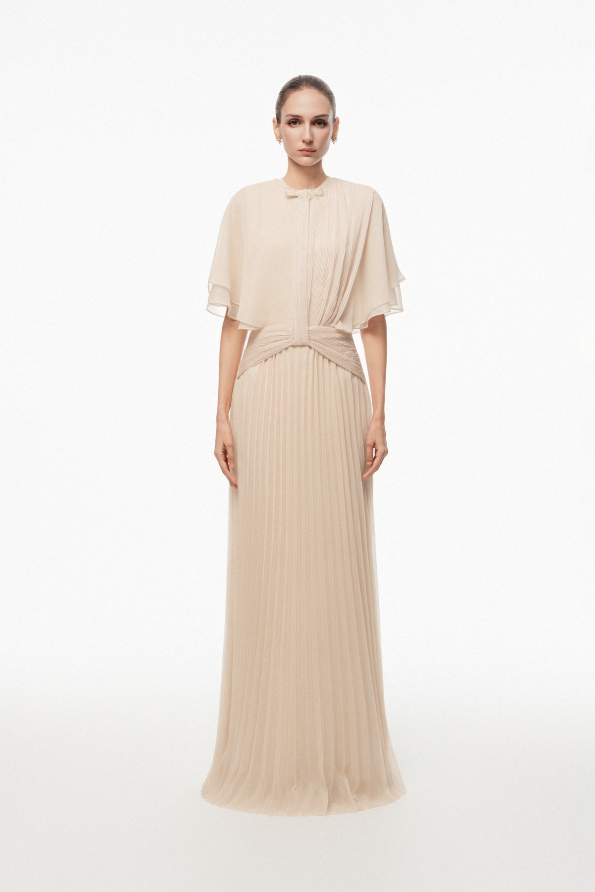 Pleated Chiffon Maxi Dress