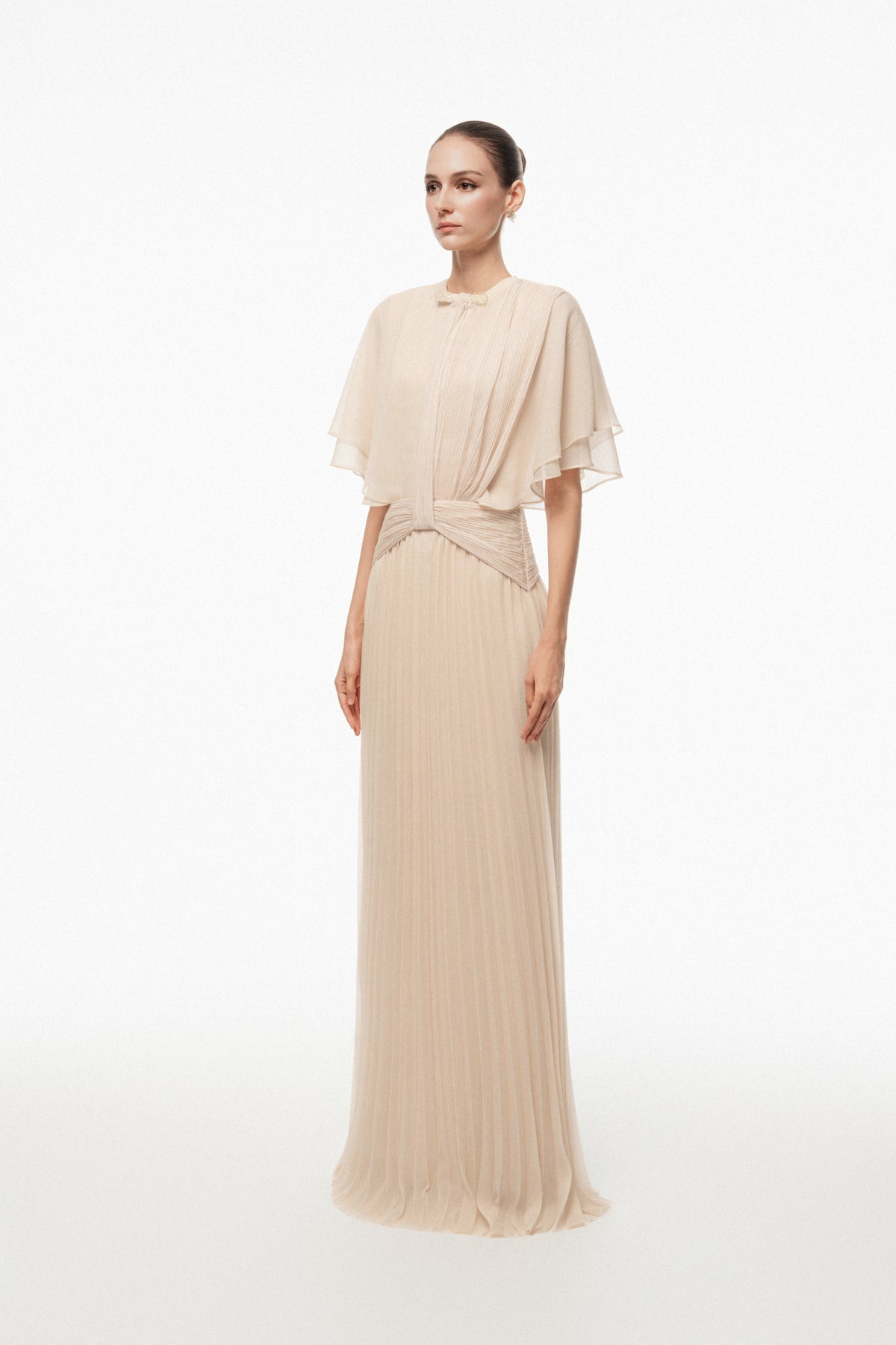 Pleated Chiffon Maxi Dress