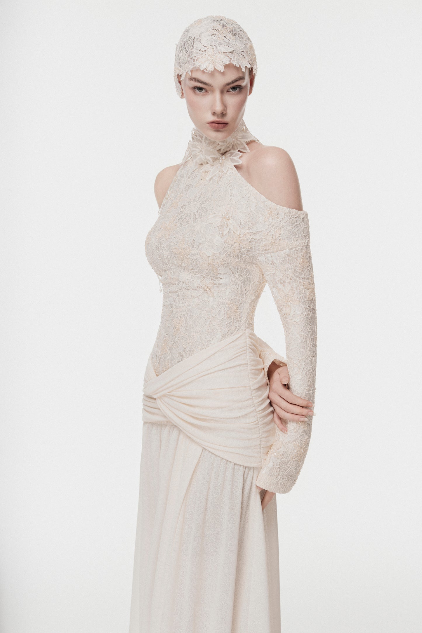 Floral Halter Evening Gown