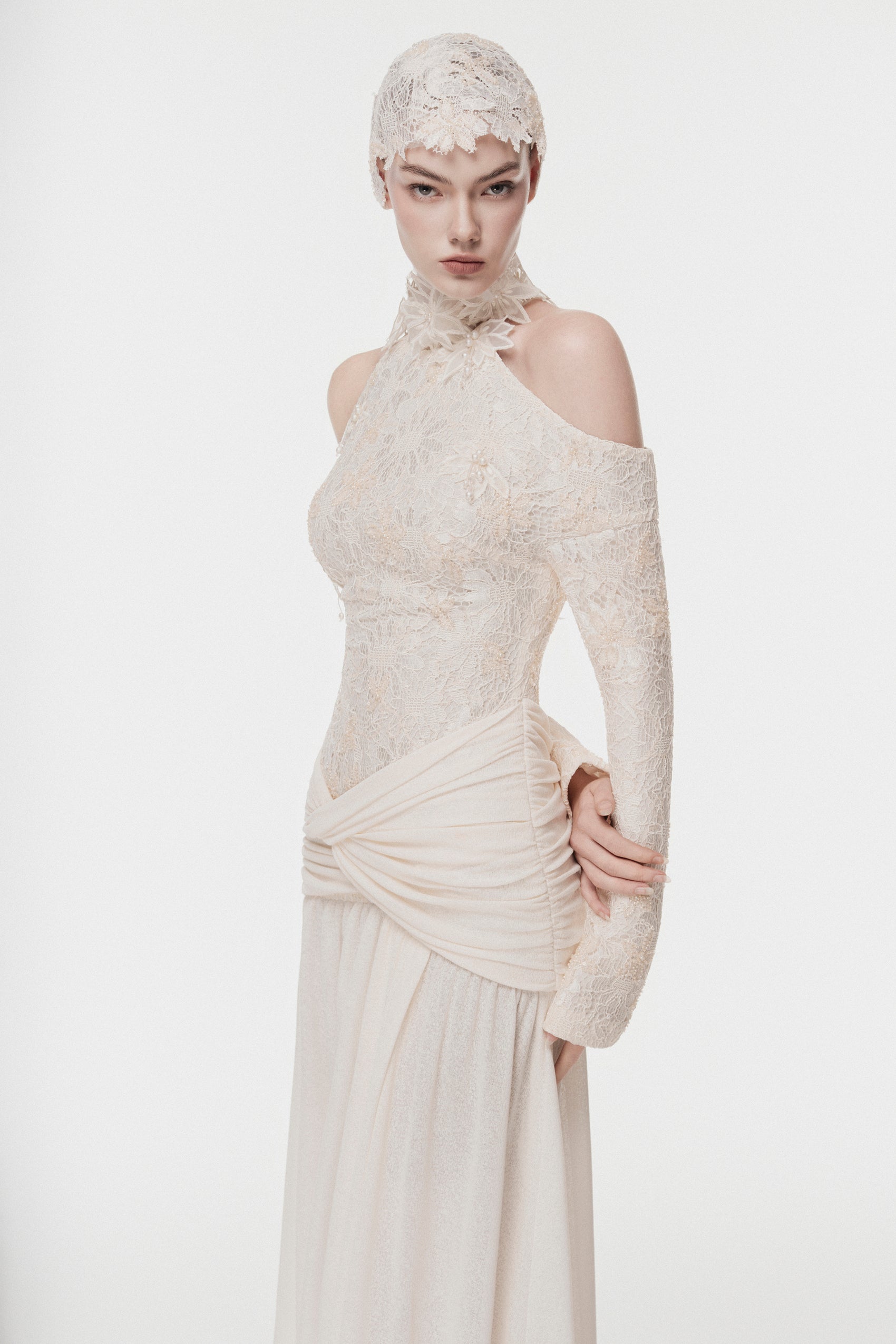 Floral Halter Evening Gown