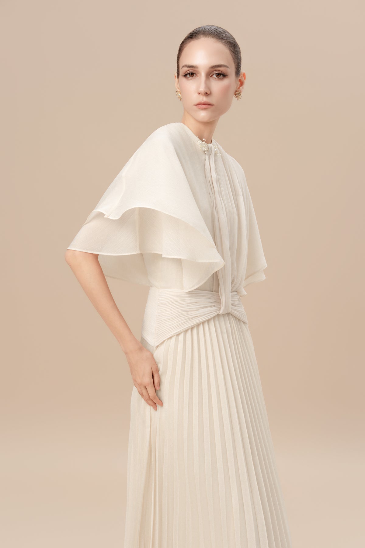 Pleated Chiffon Maxi Dress