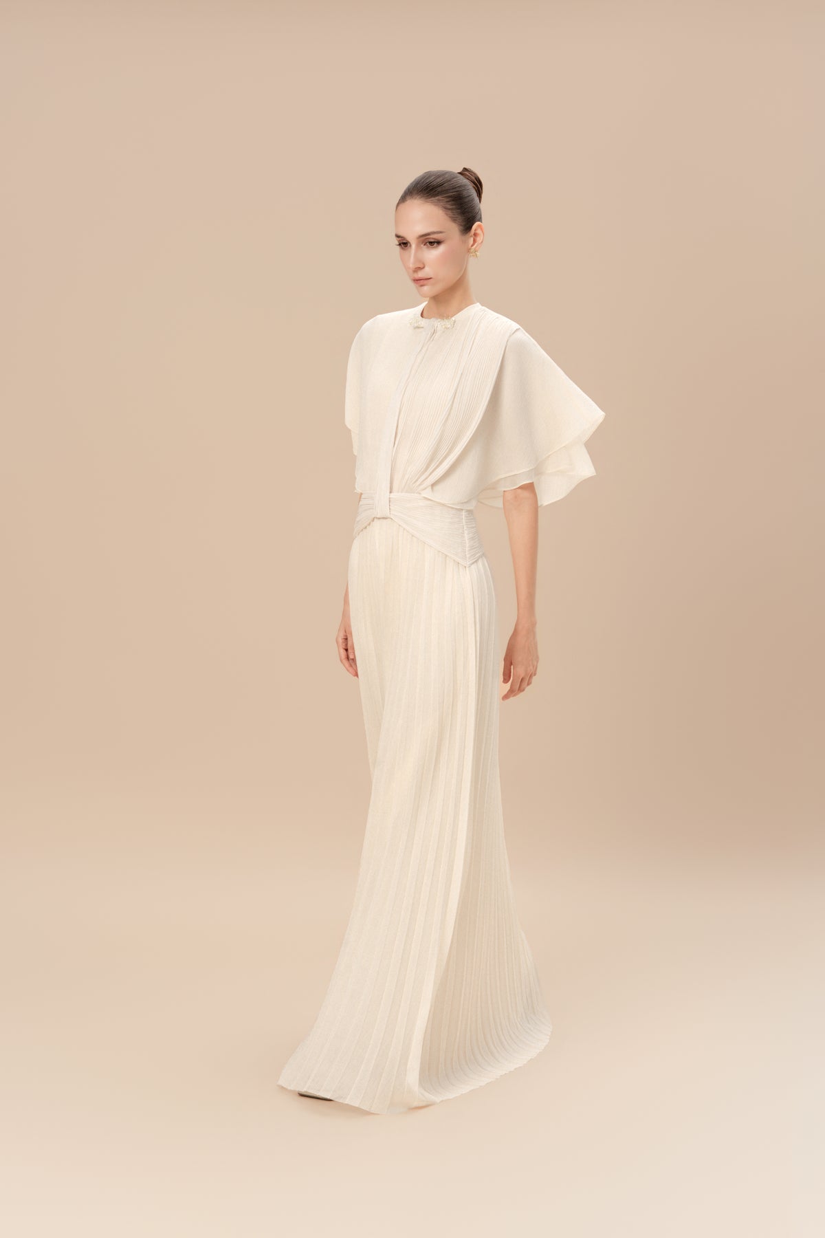 Pleated Chiffon Maxi Dress