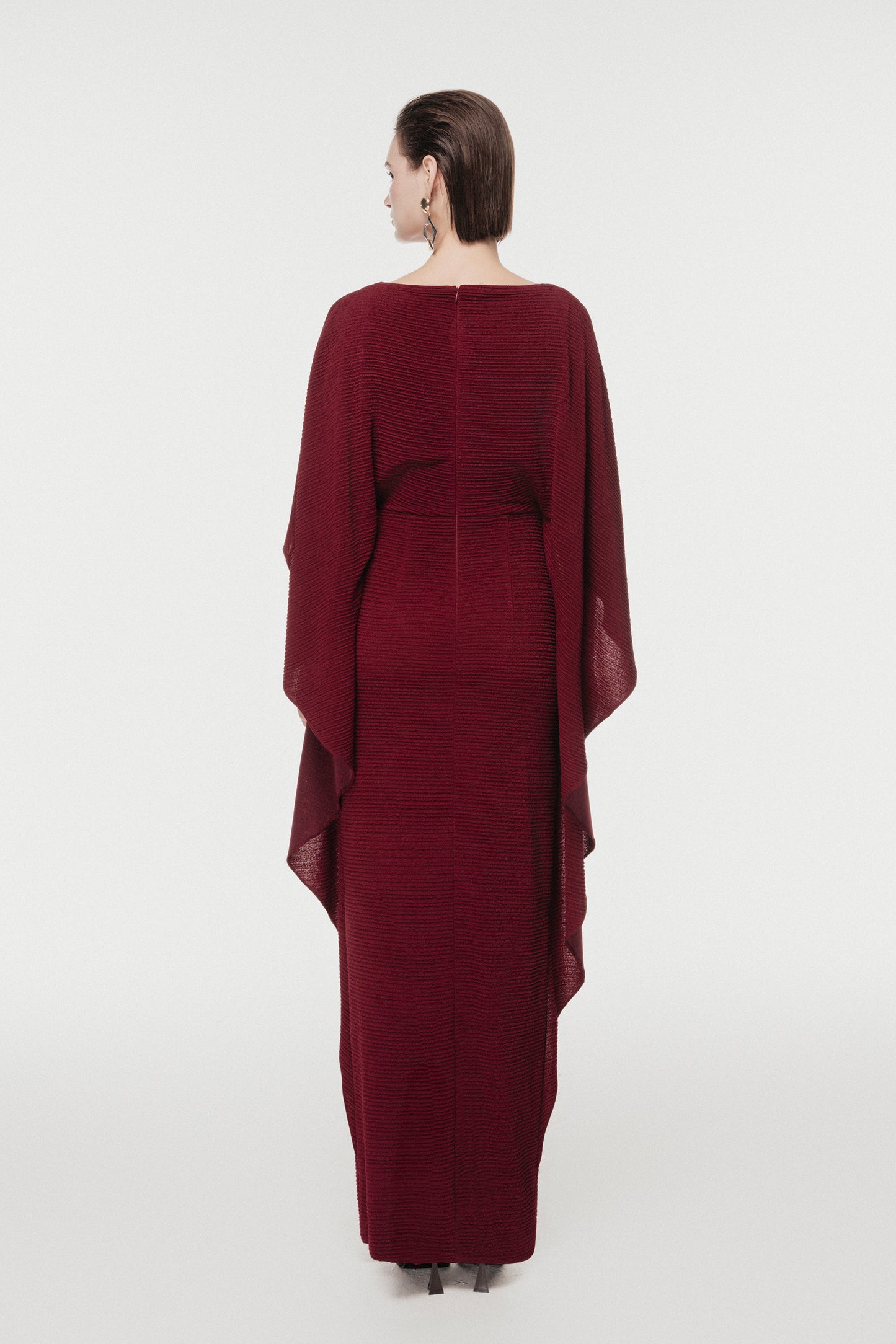 Draped Midi Dress with Metal Ring Detail