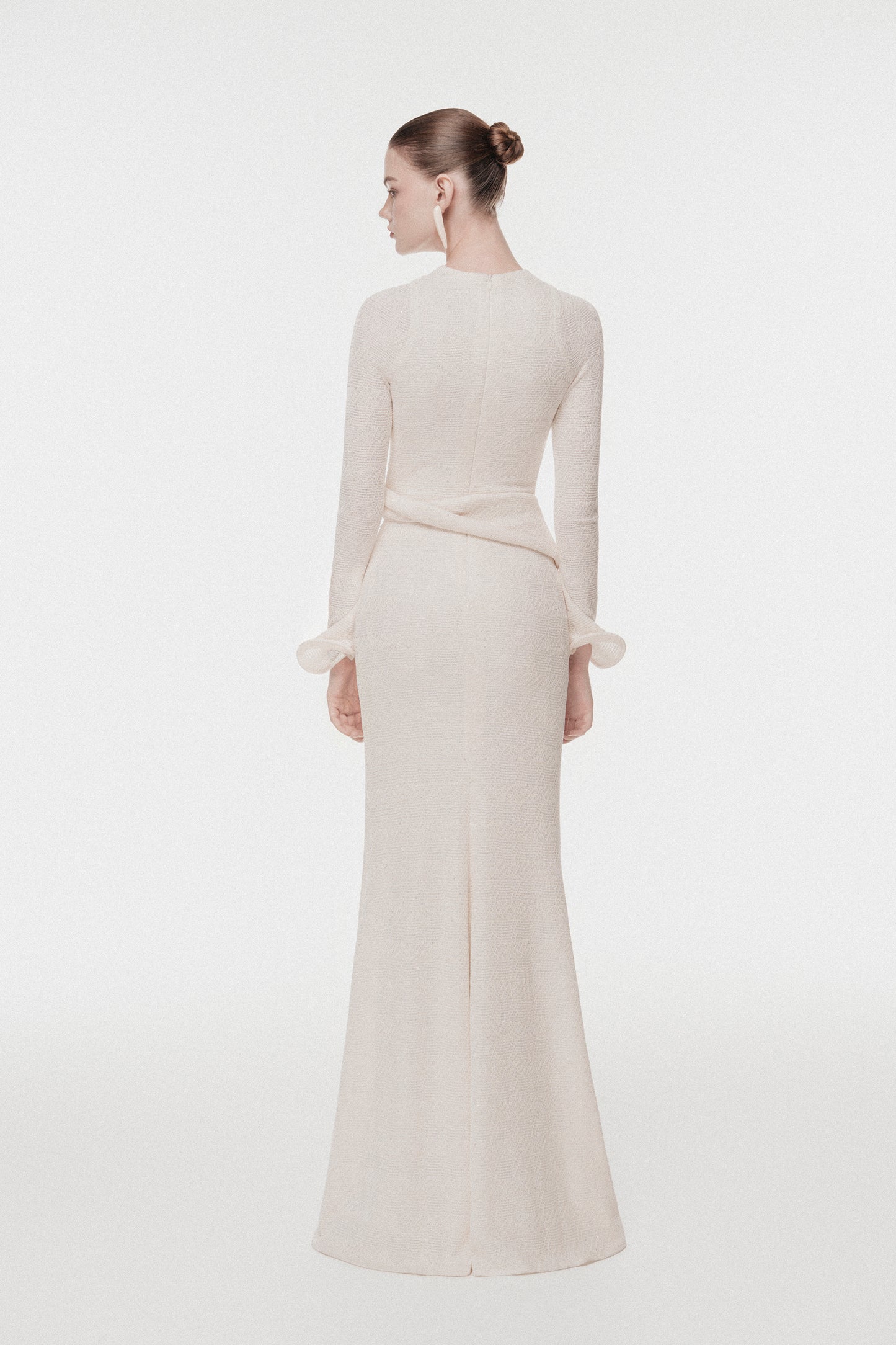Twisted-Neck Draped Maxi Dress