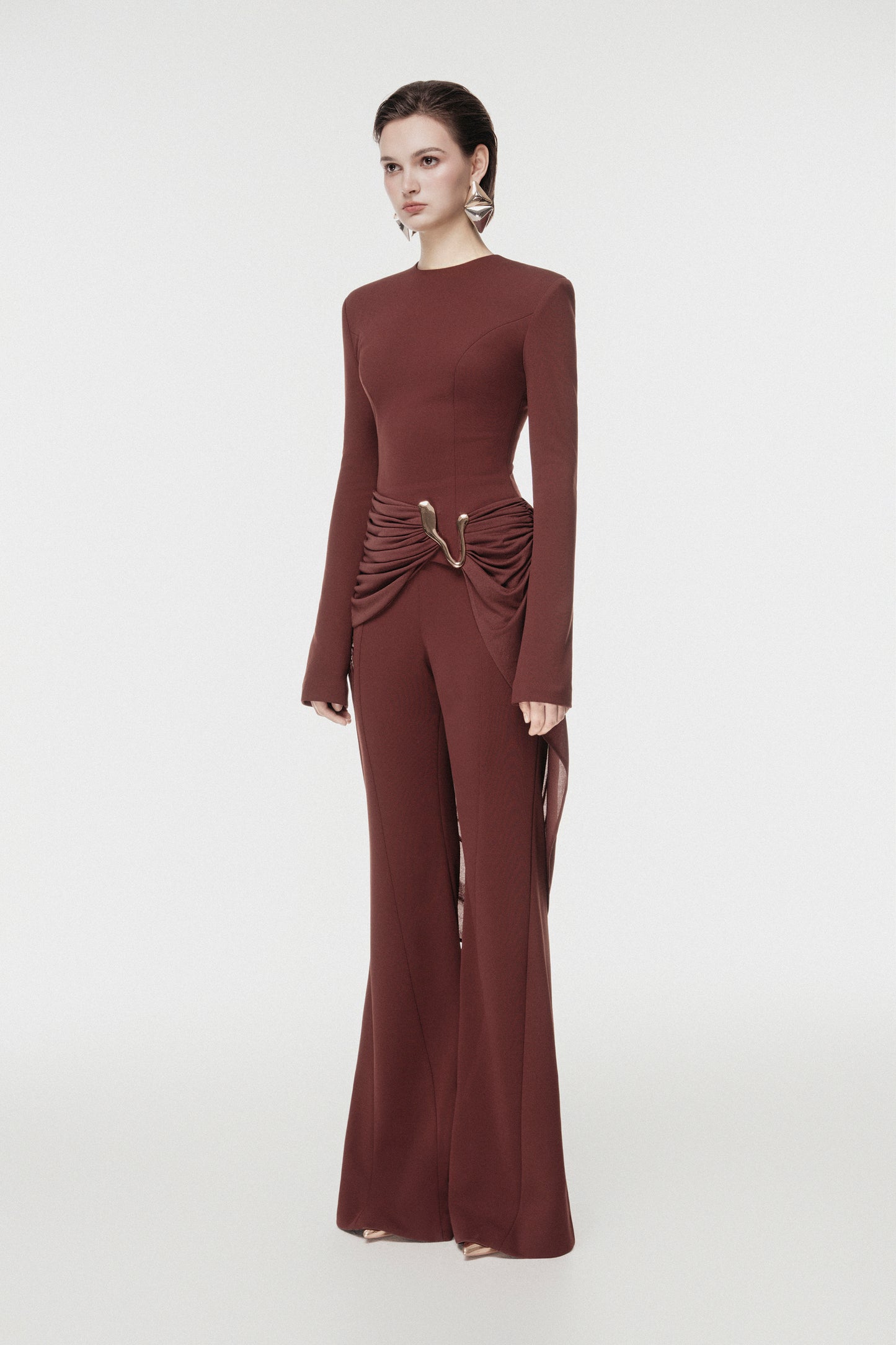 Asymmetric Lace-Panel Cape Set