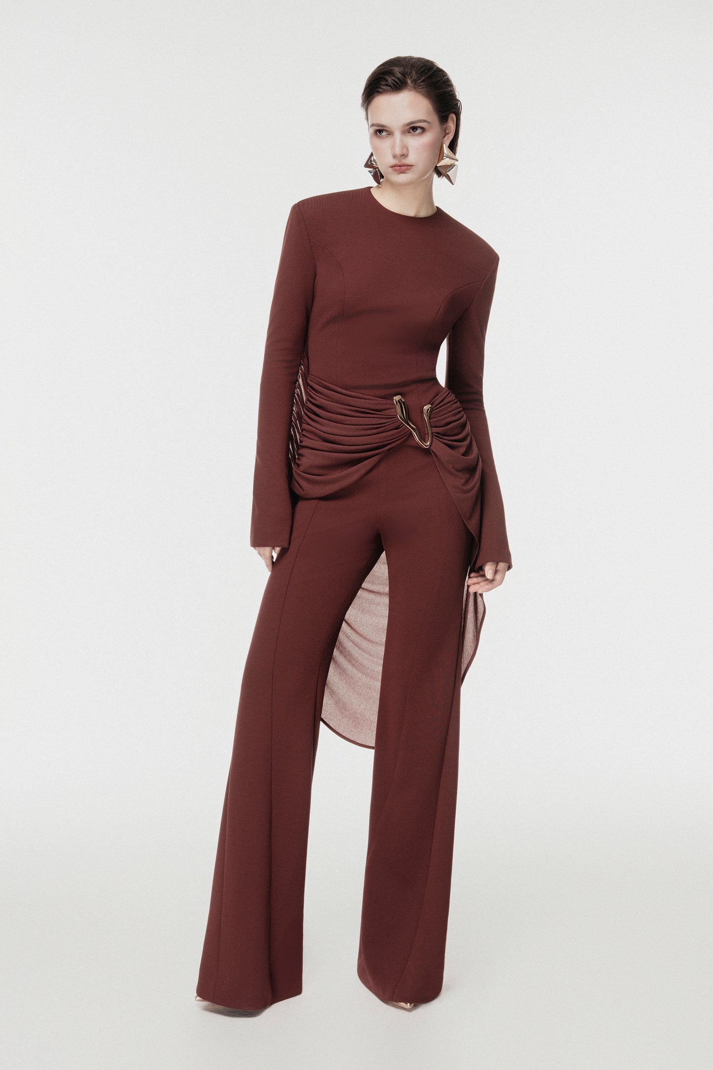 Asymmetric Lace-Panel Cape Set