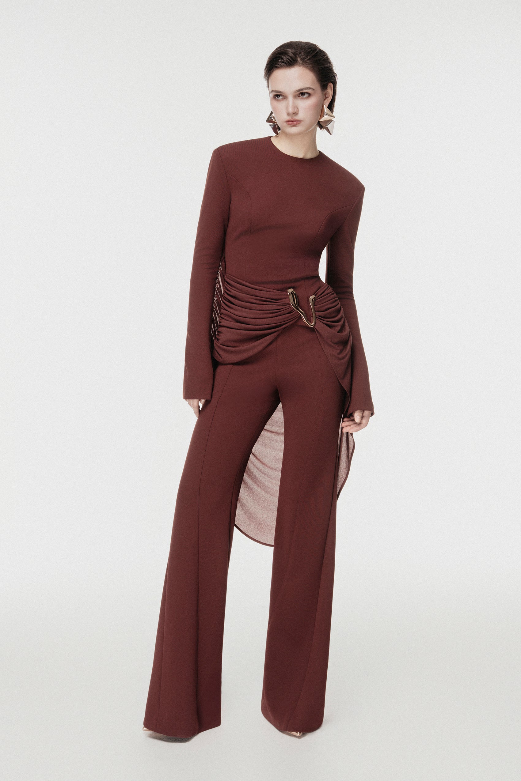 Asymmetric Lace-Panel Cape Set