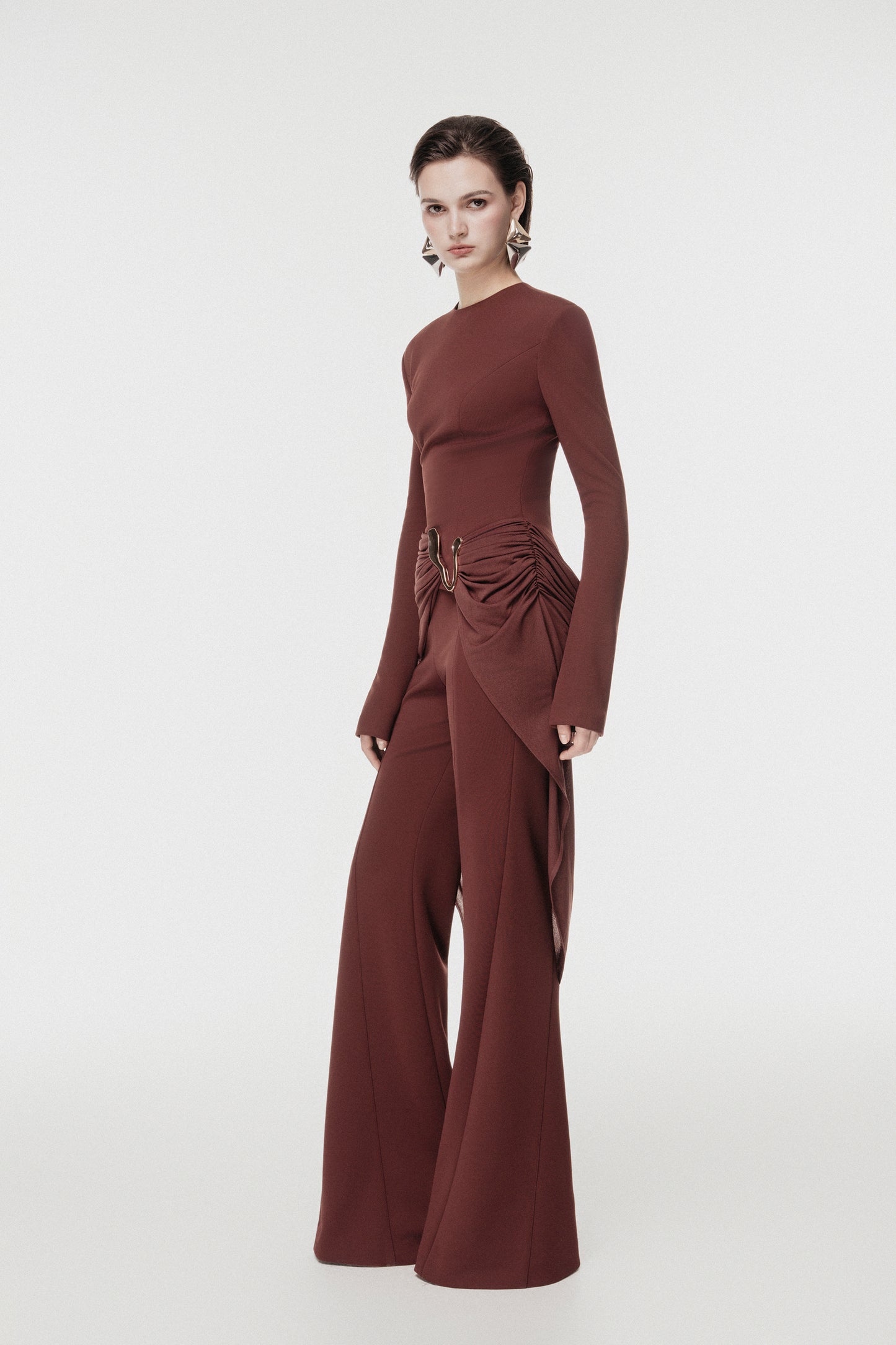 Asymmetric Lace-Panel Cape Set