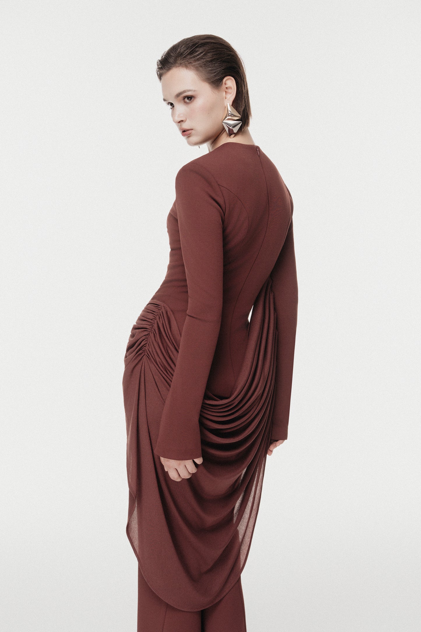 Asymmetric Lace-Panel Cape Set