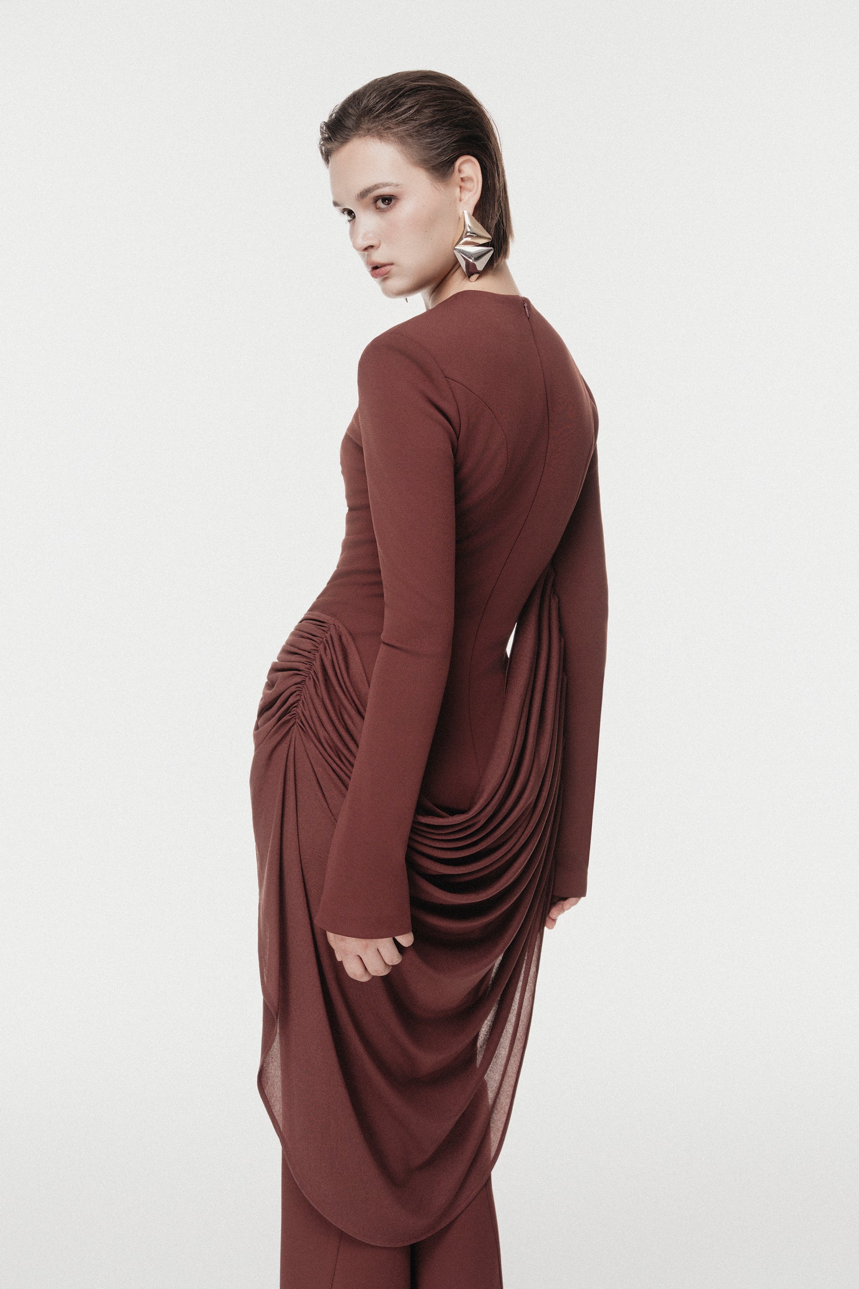 Asymmetric Lace-Panel Cape Set