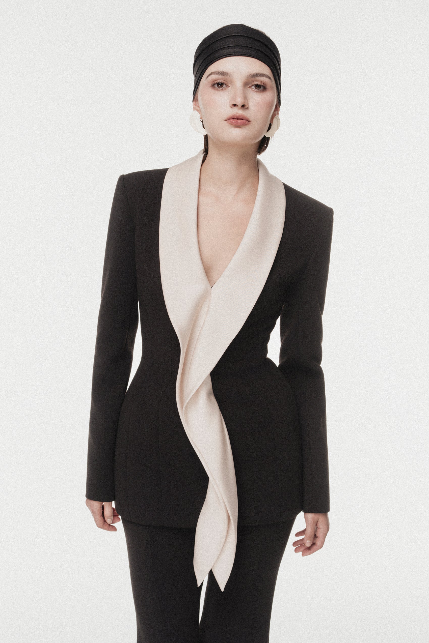 Ivory V-Neck Set with Soft Puff Sleeves