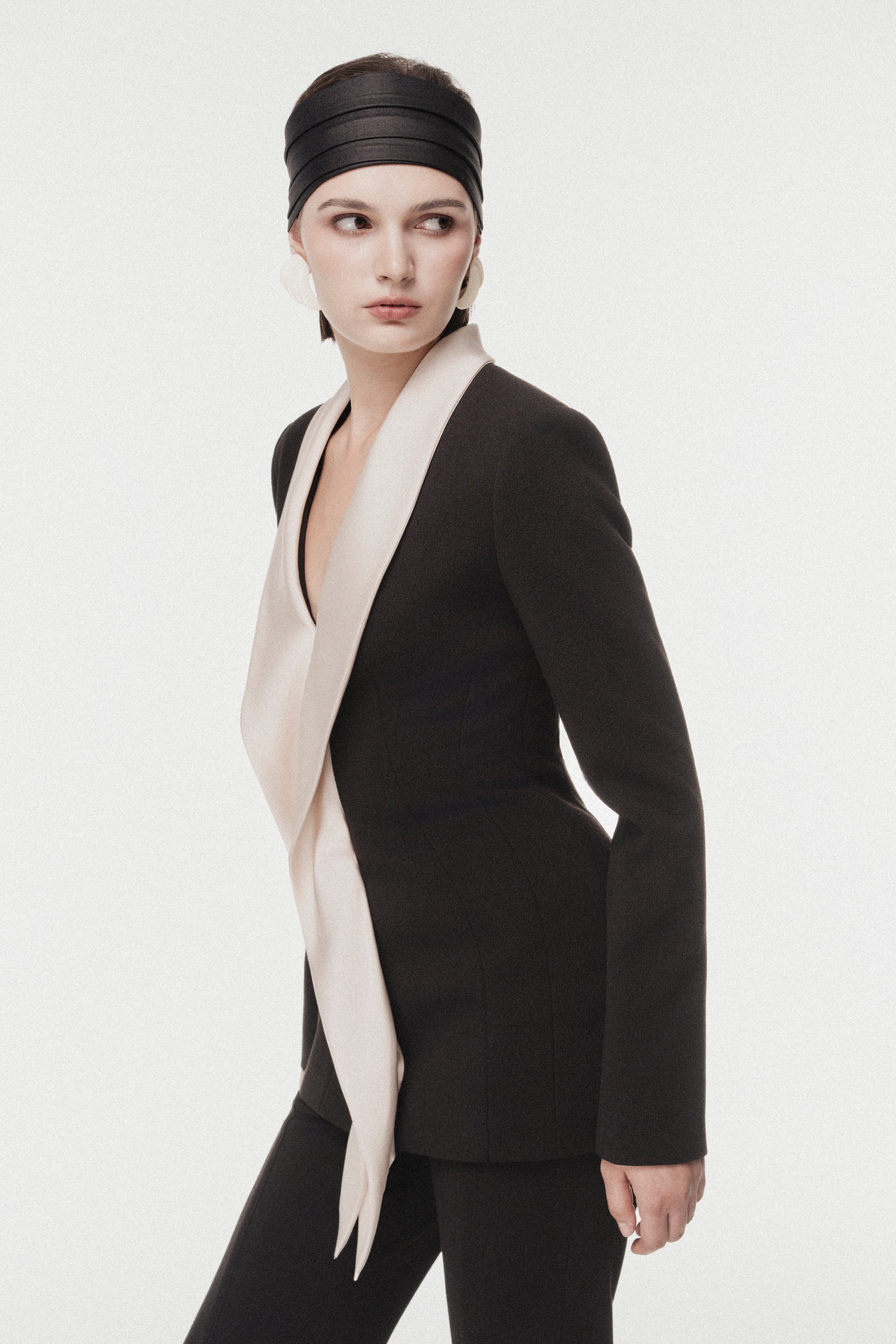 Ivory V-Neck Set with Soft Puff Sleeves