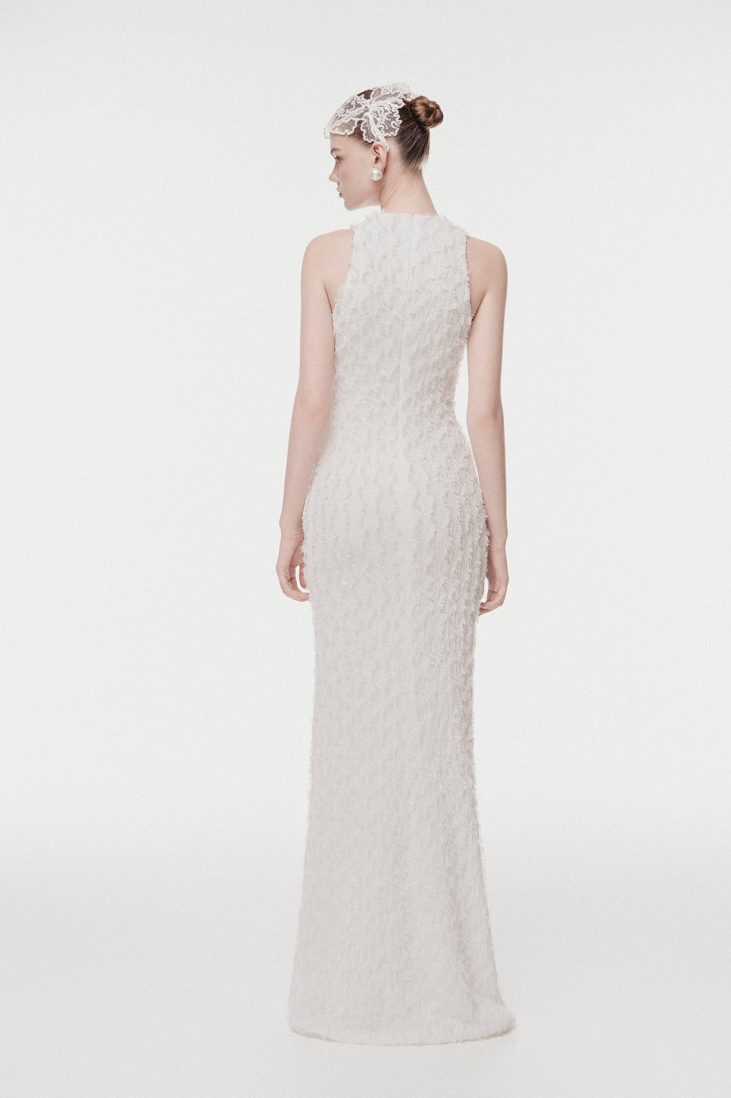 High-Neck Jacquard Maxi Dress