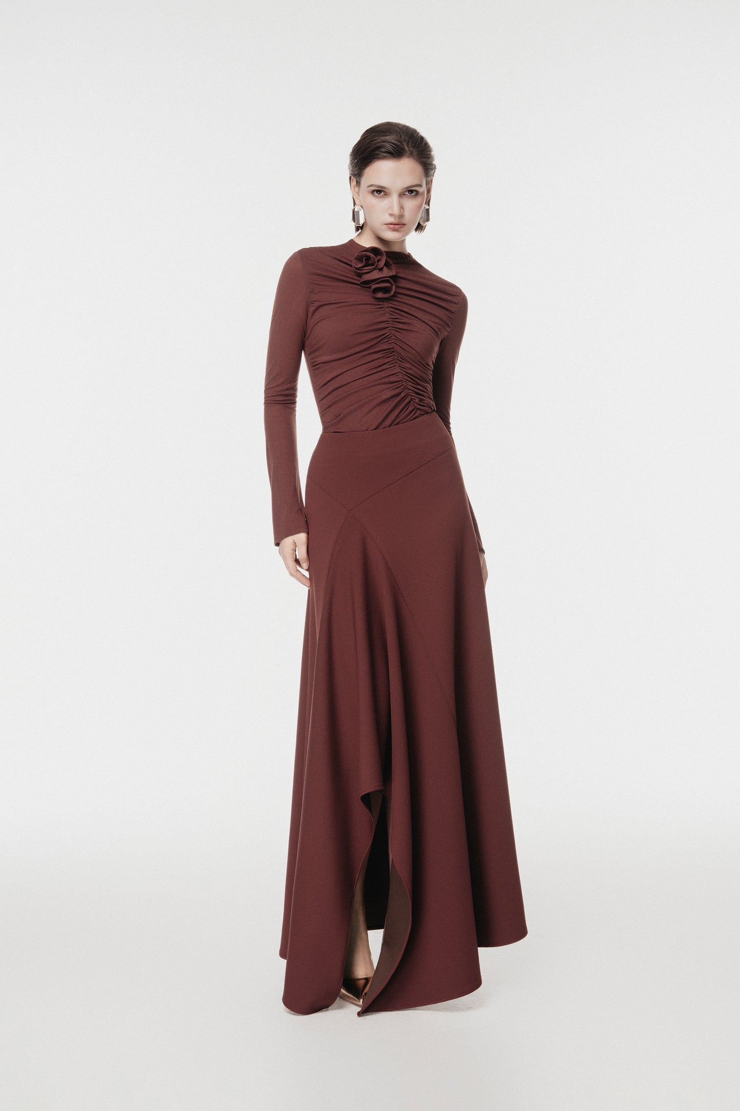 Rum Draped Set with 3D Floral