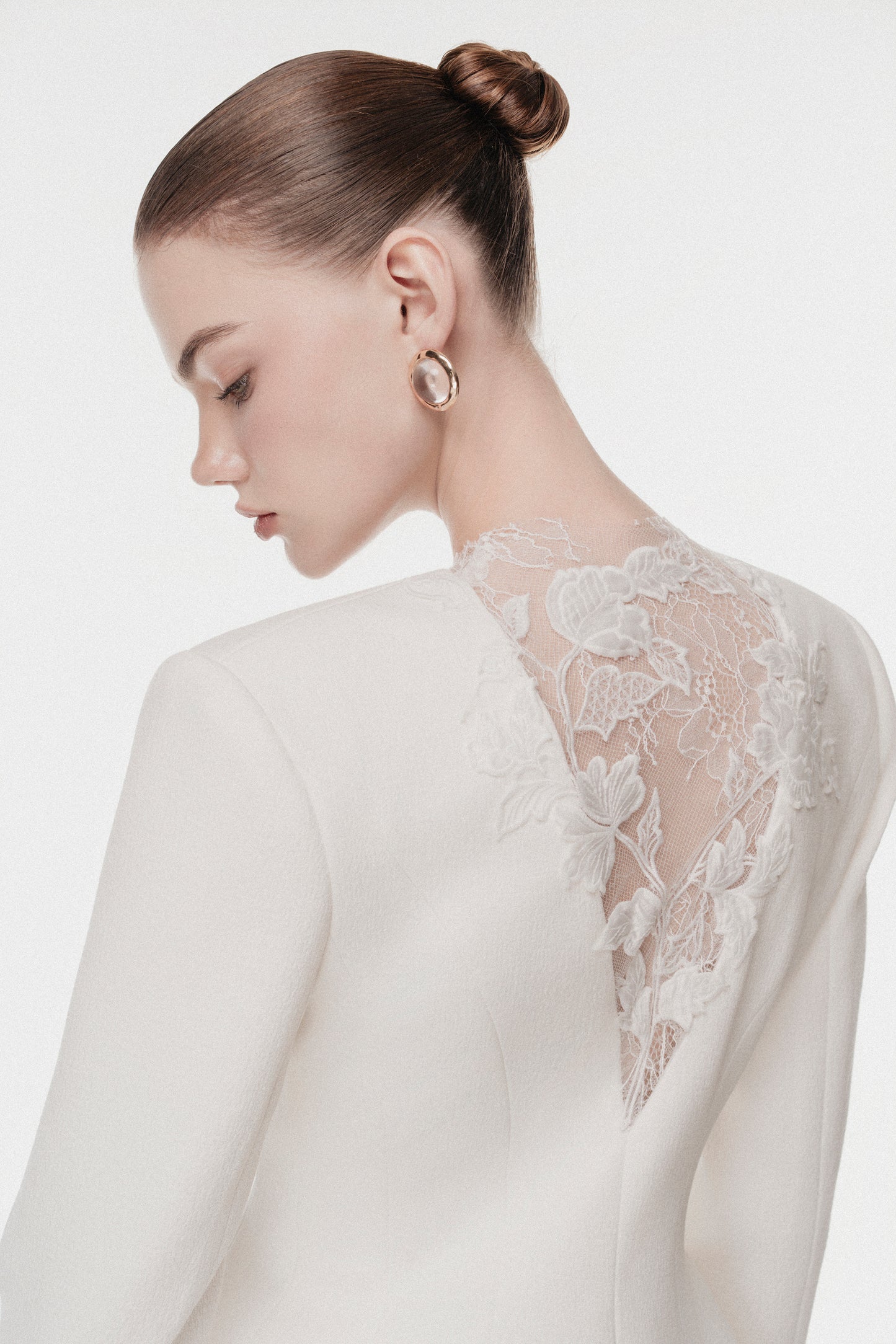 Ivory Draped-Collar Tailored Set Design