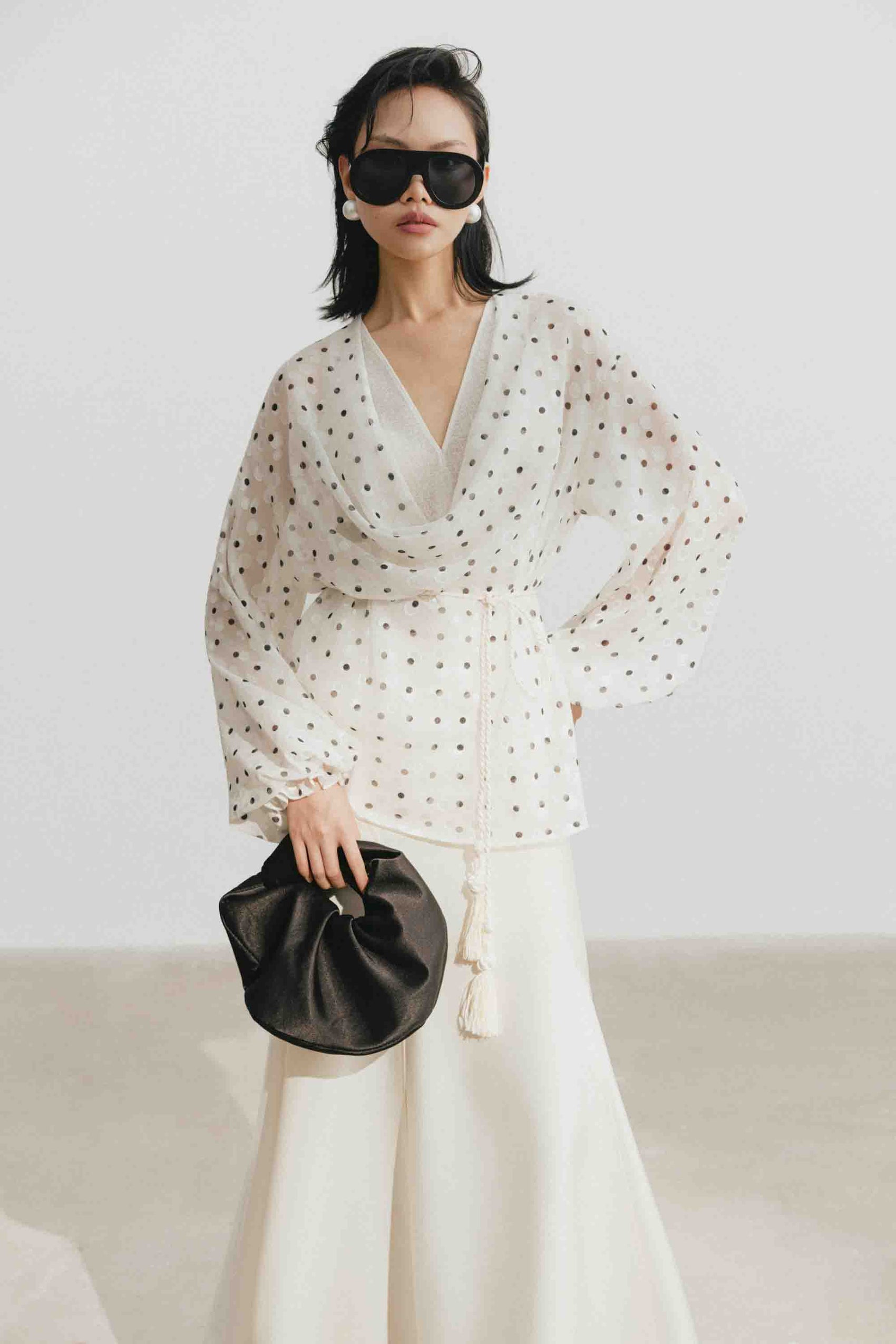 Polka Dot V-Neck Set Design