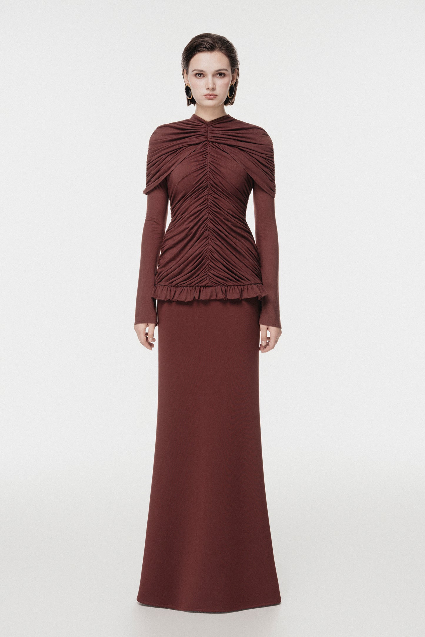 Draped Vertical Peplum Cape Set