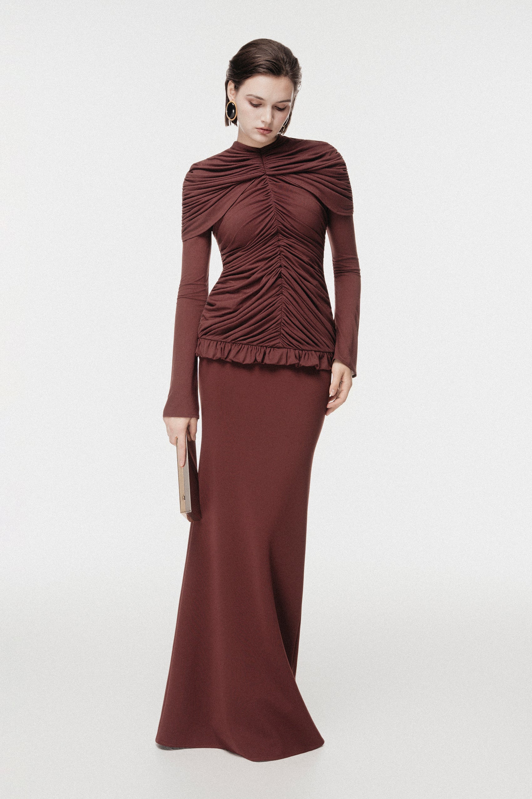 Draped Vertical Peplum Cape Set