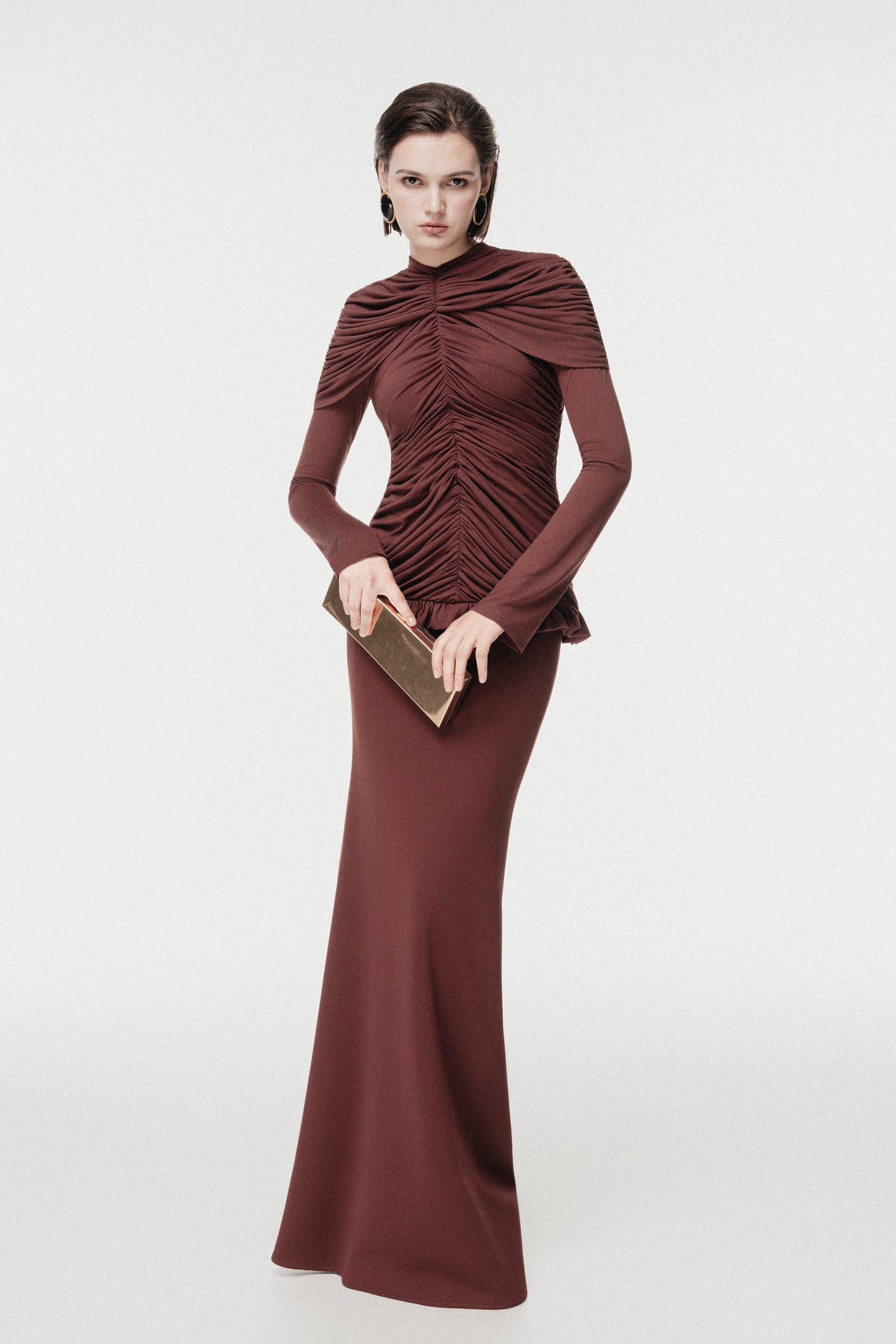 Draped Vertical Peplum Cape Set
