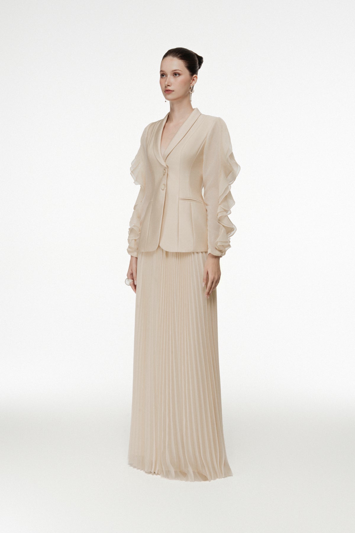 Ruffle Sleeve Shawl Collar Set Design