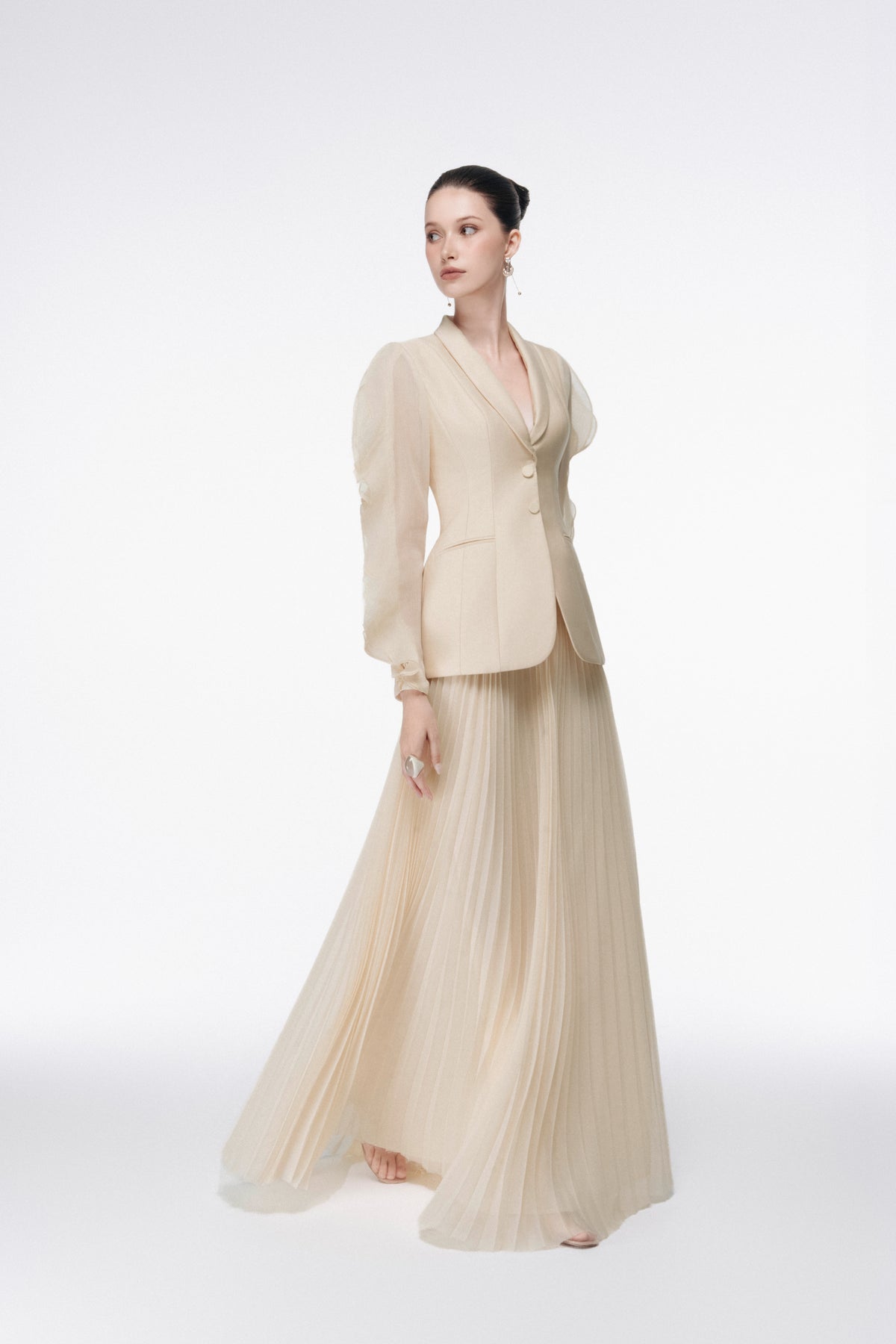 Ruffle Sleeve Shawl Collar Set Design