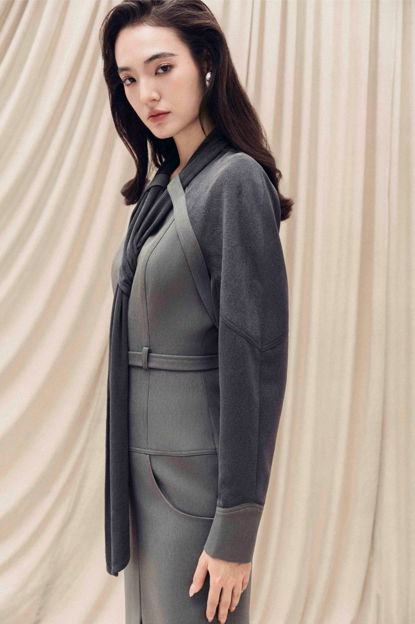 Contour Scarf-Neck Pencil Dress