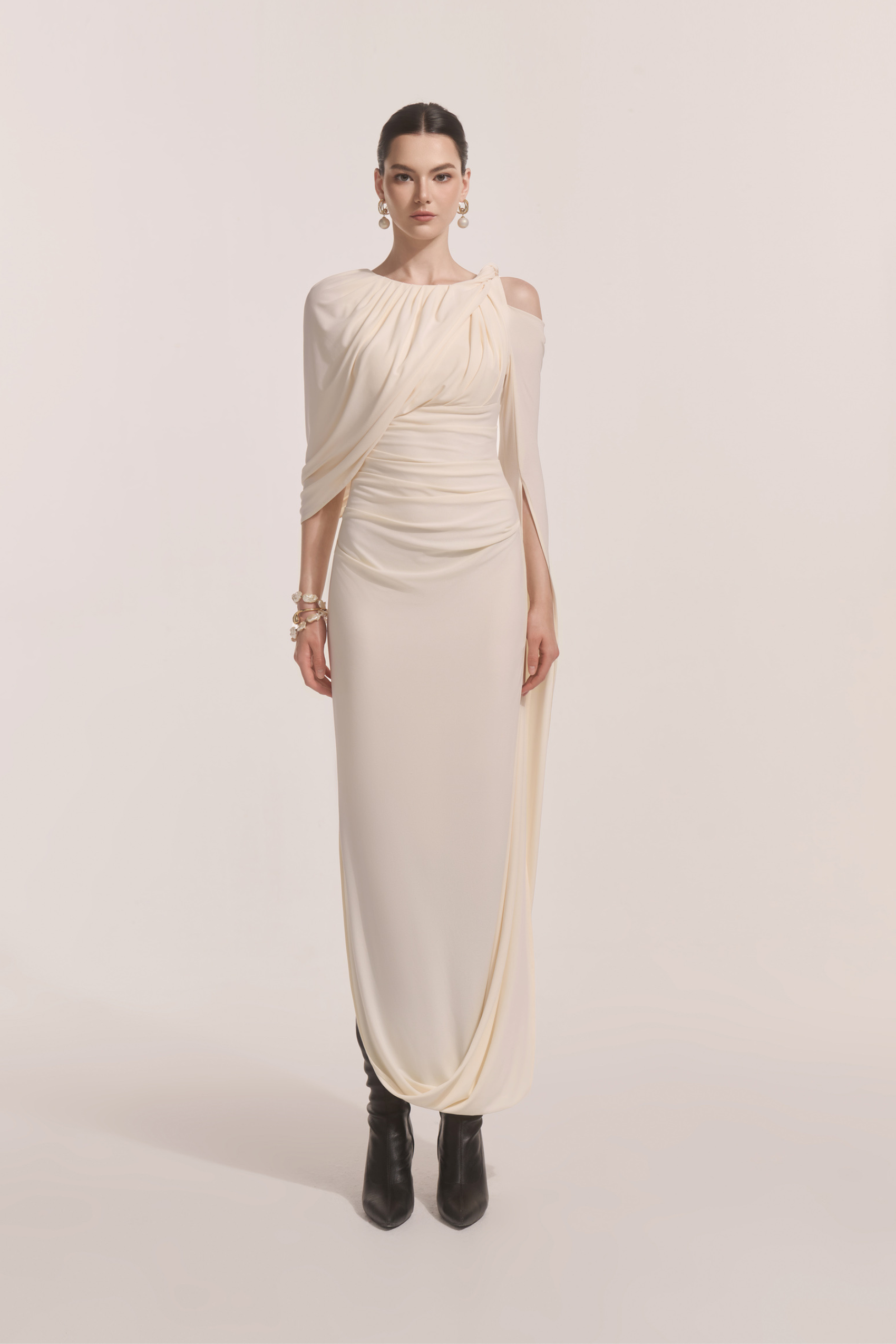 Orion Draped Shoulder Dress
