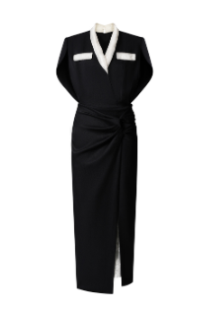 V-Neck Draped Midi Dress