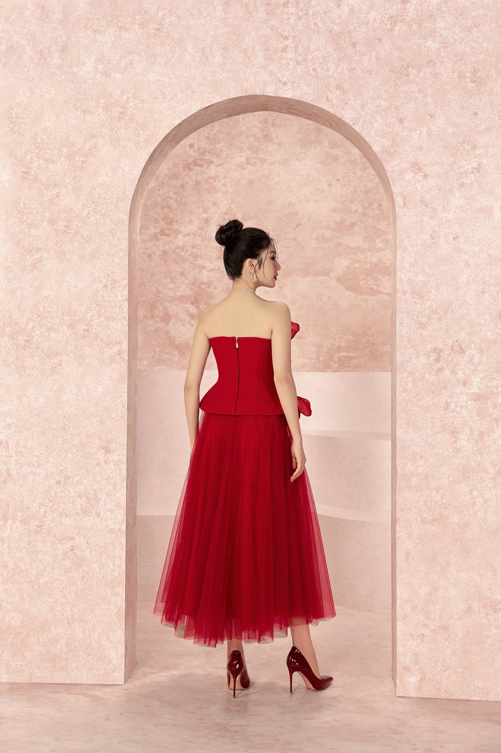 Pomegranate Floral 3D Strapless Set
