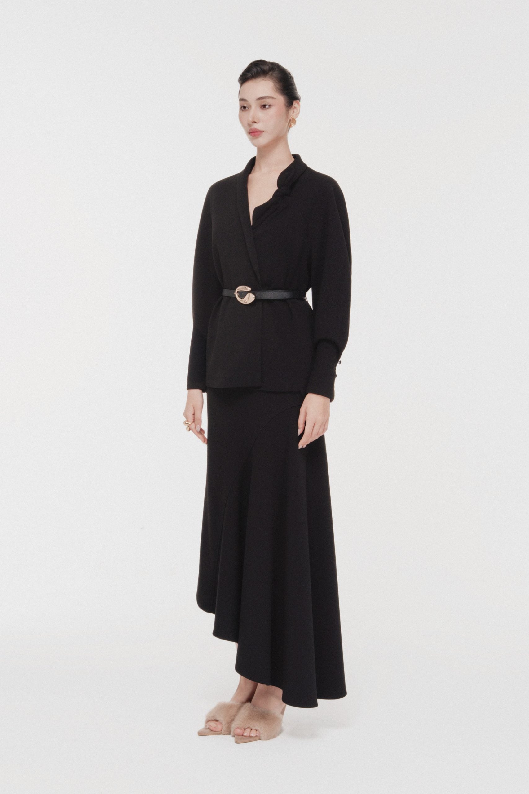 Asymmetric Bow Wrap Set in Black image 1