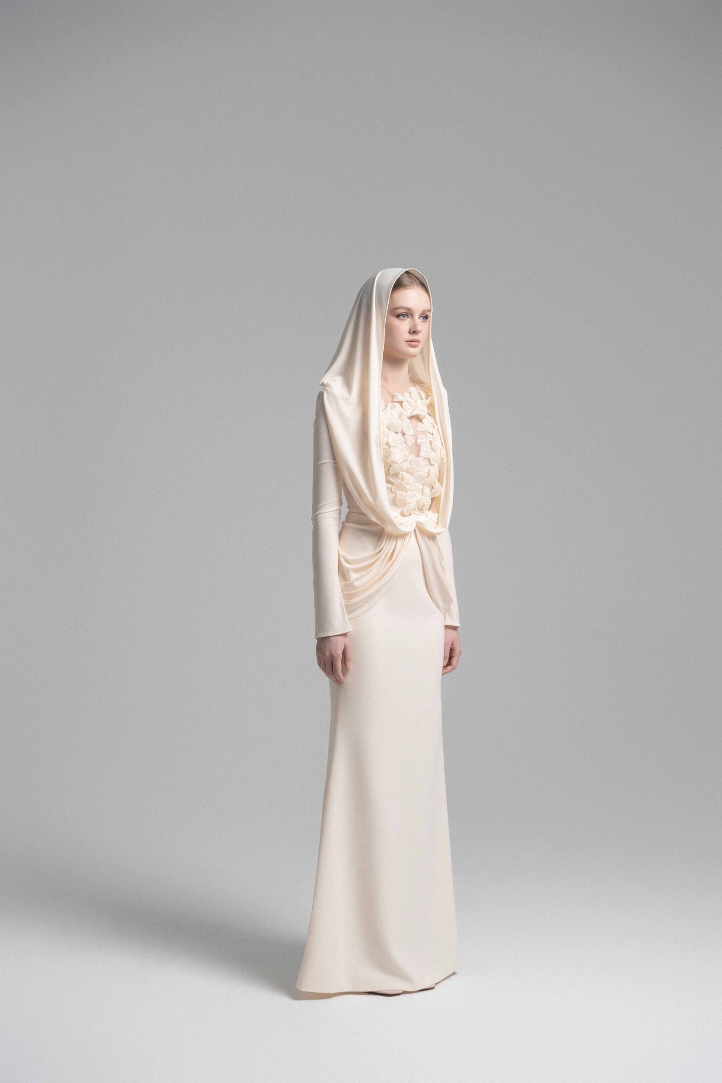 Mystique Hooded Lace Evening Gown image 1