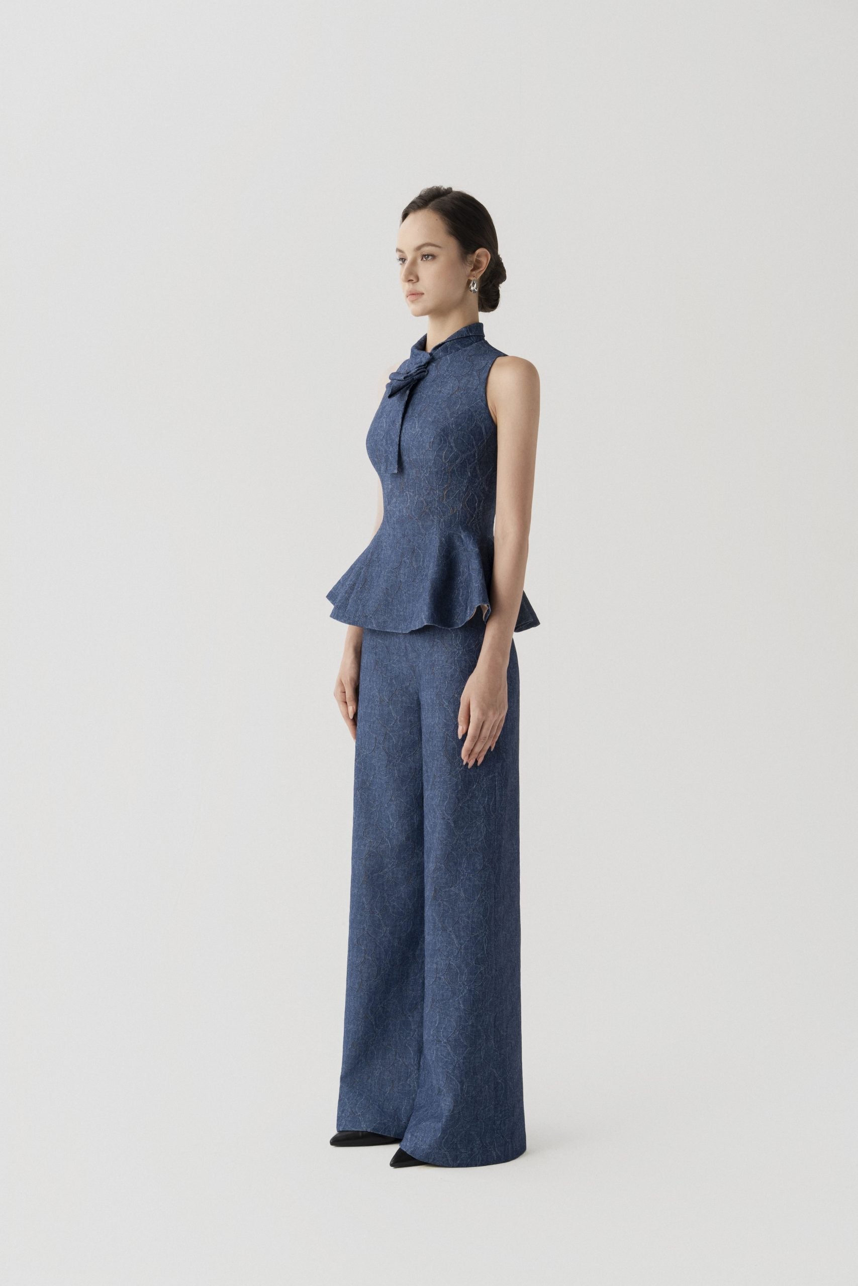 Floral Denim Set (Top & Trousers) image 1
