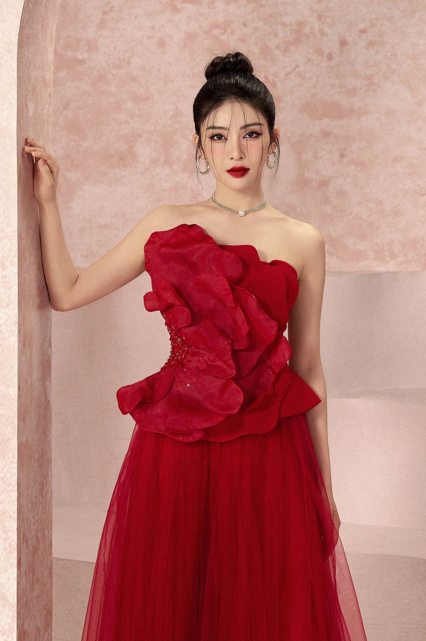Pomegranate Floral 3D Strapless Shirt image 0
