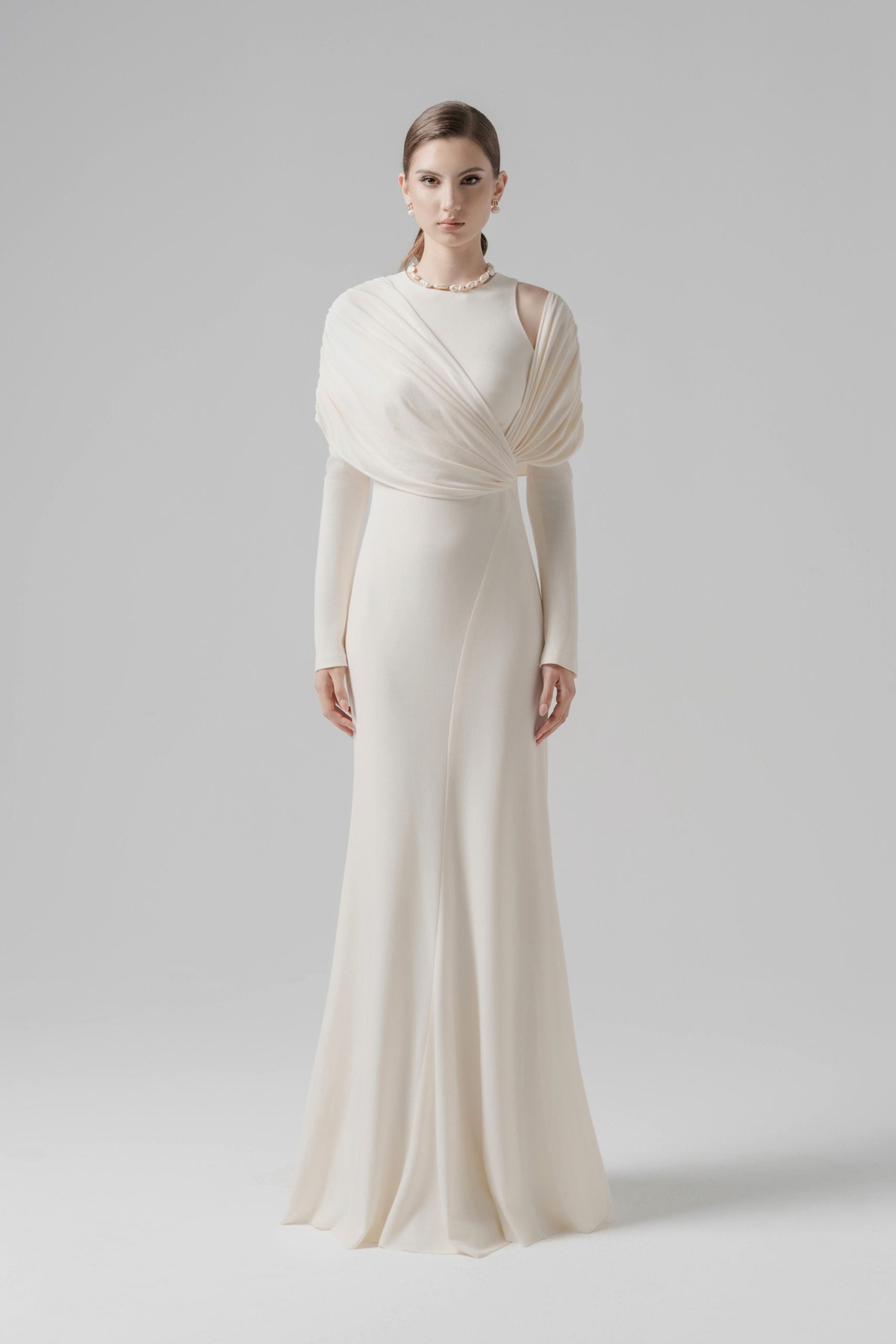 Cream Bias-cut Dress image 0