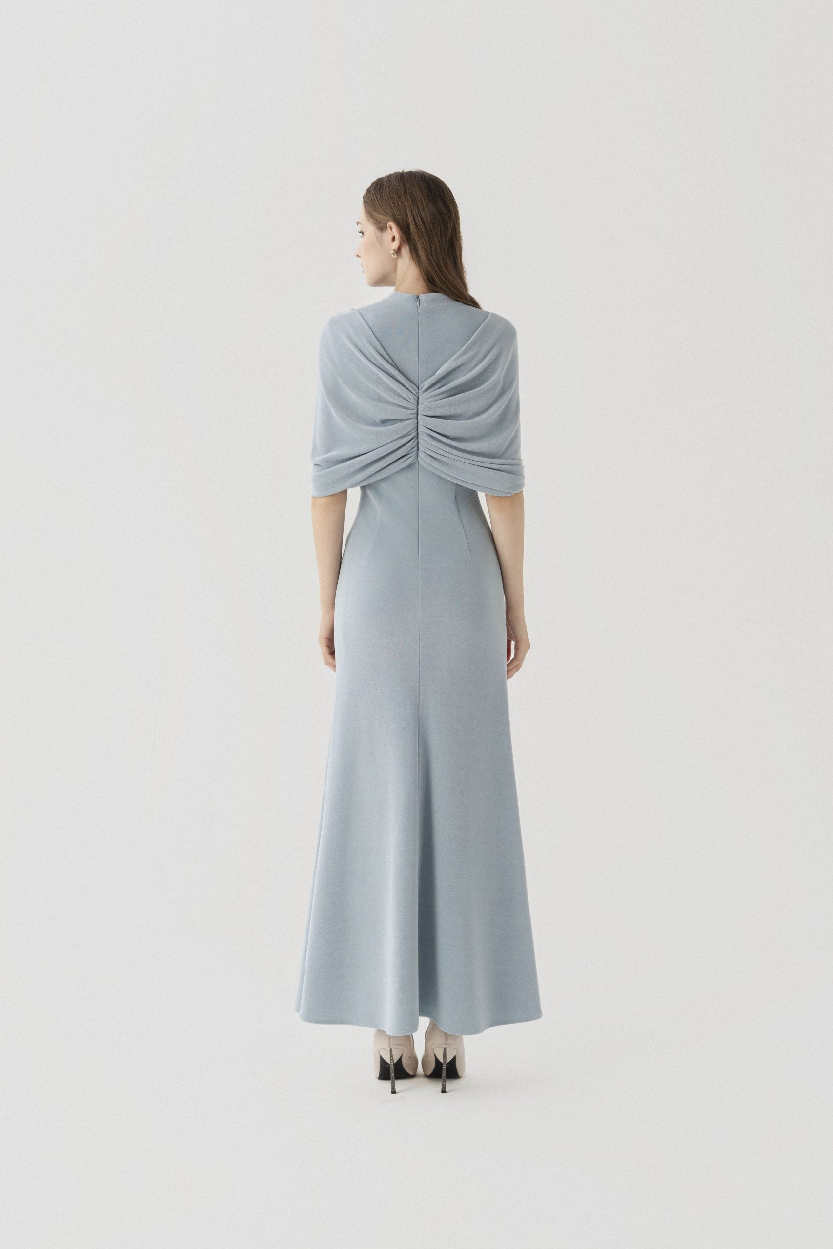 Halo Peplum Midi Dress in Sky Blue image 2