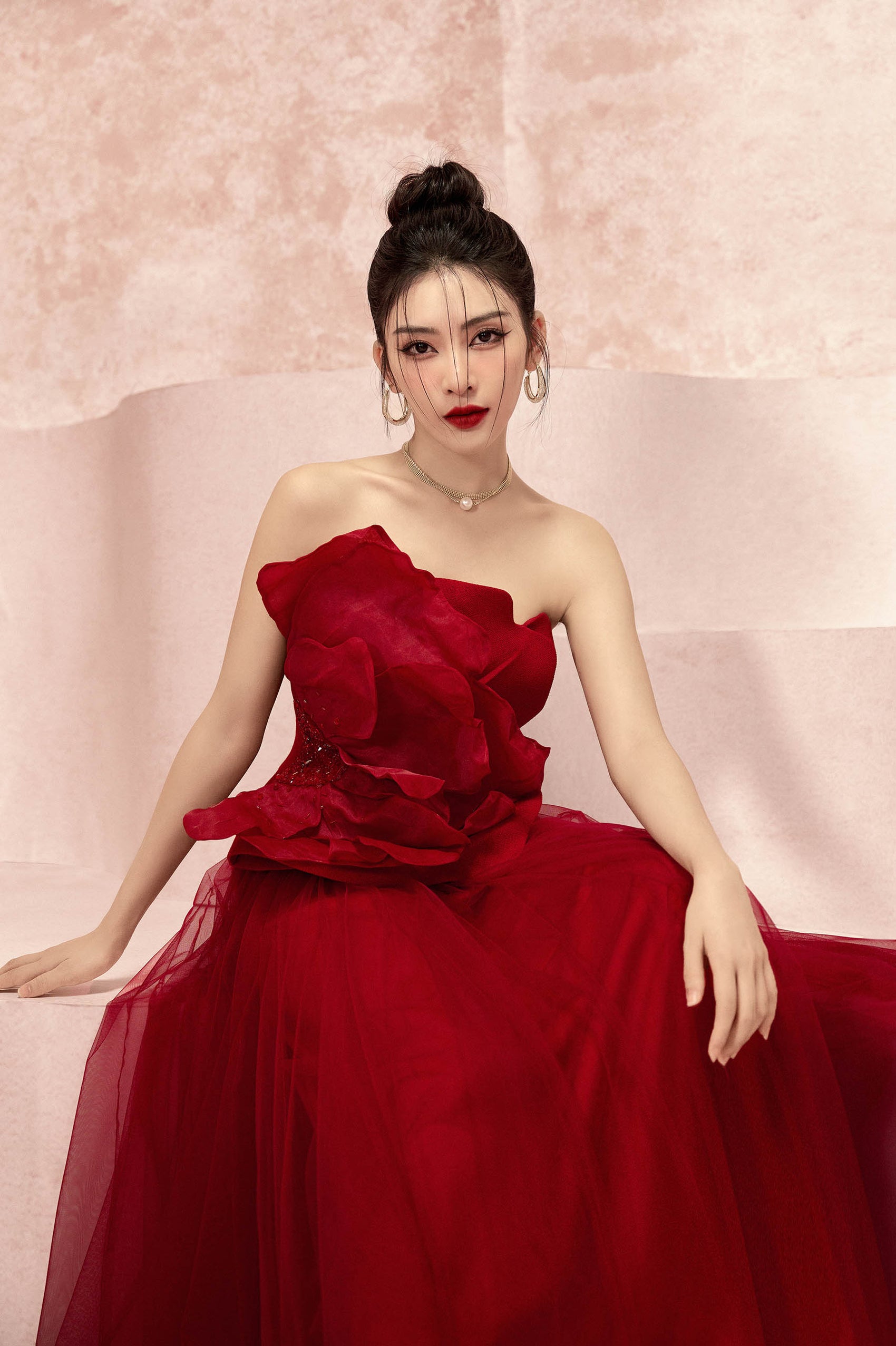 Pomegranate Floral 3D Strapless Shirt image 1