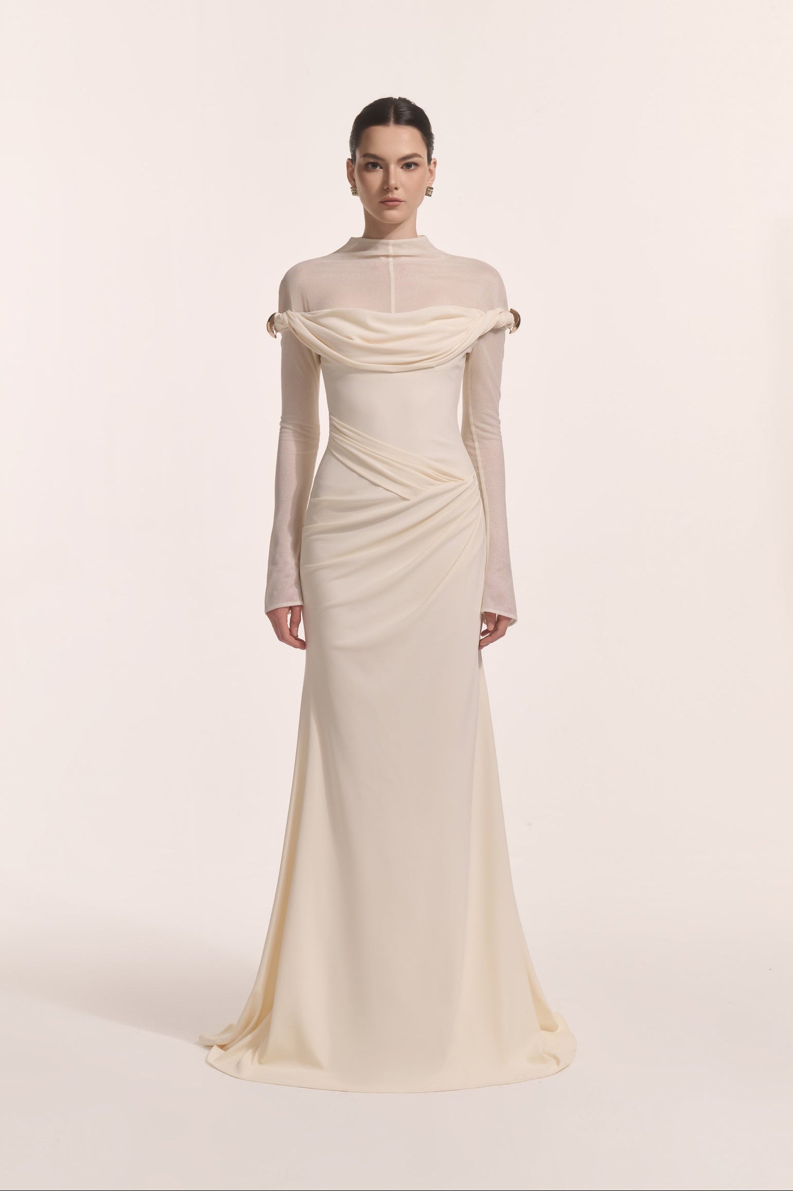Selene Metal Twist Dress in Cream image 0