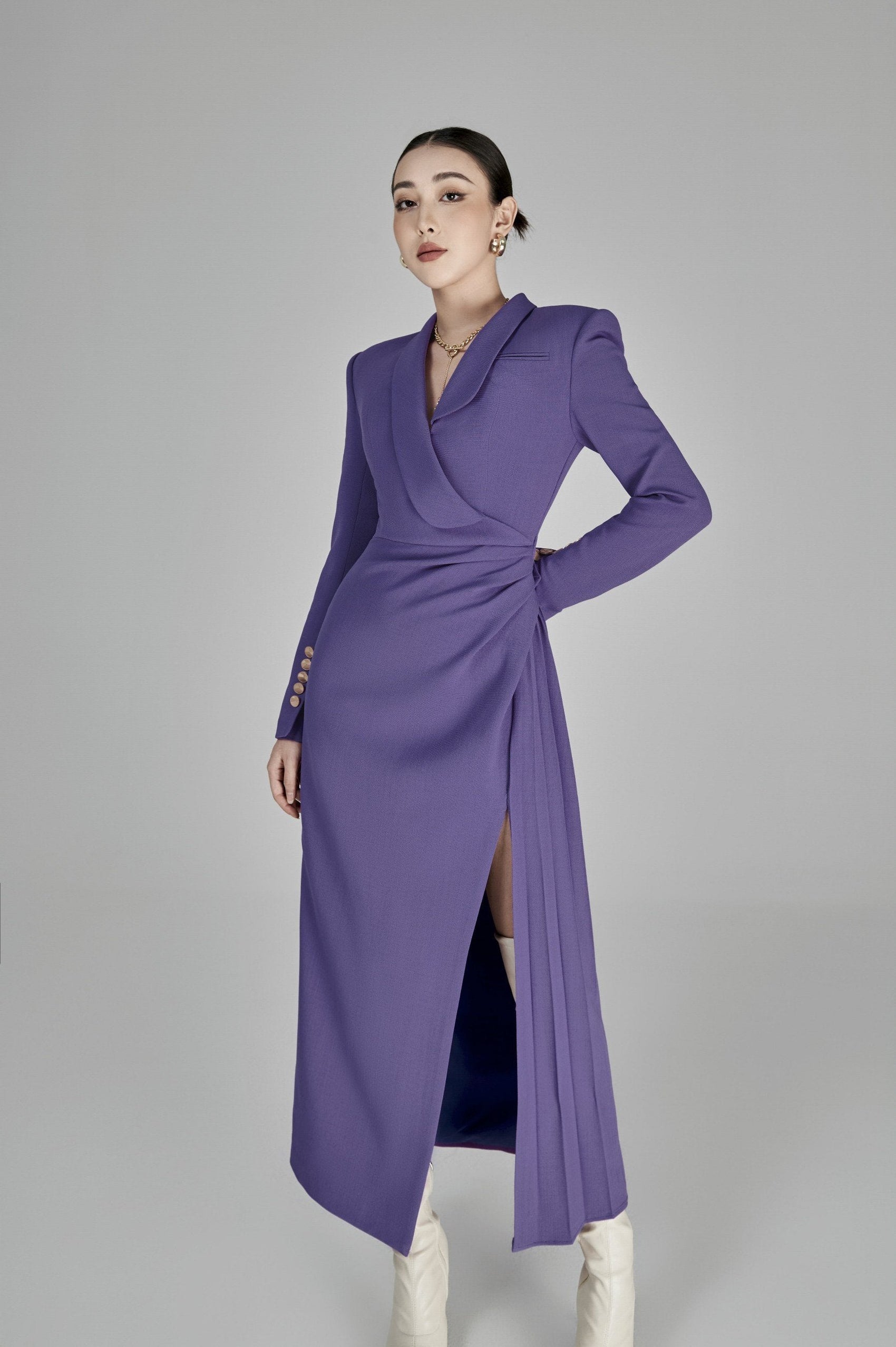 Vechery Asymetrical Collar Dress