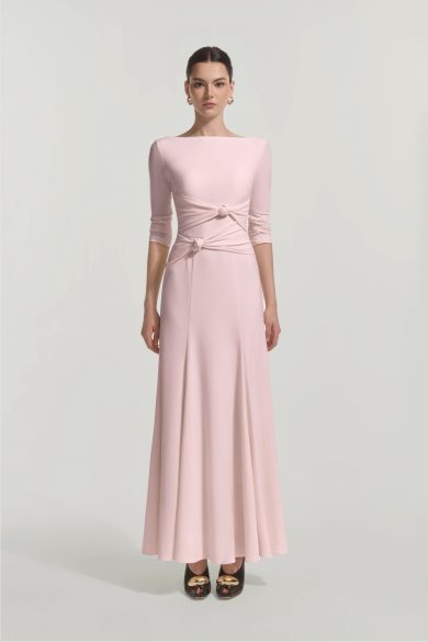 Calla Side Knot Dress in Baby Pink