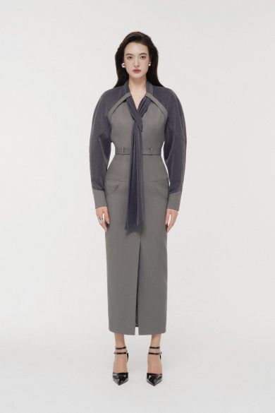 Contour Scarf-Neck Pencil Dress