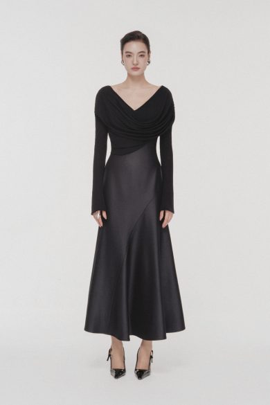 Soft-Drape Mermaid Dress in Black