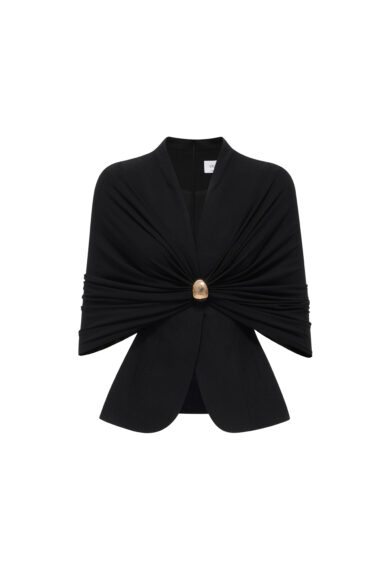 Halo Peplum Top in Black