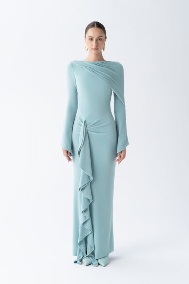 Starlit Ruffle Gown in Blue